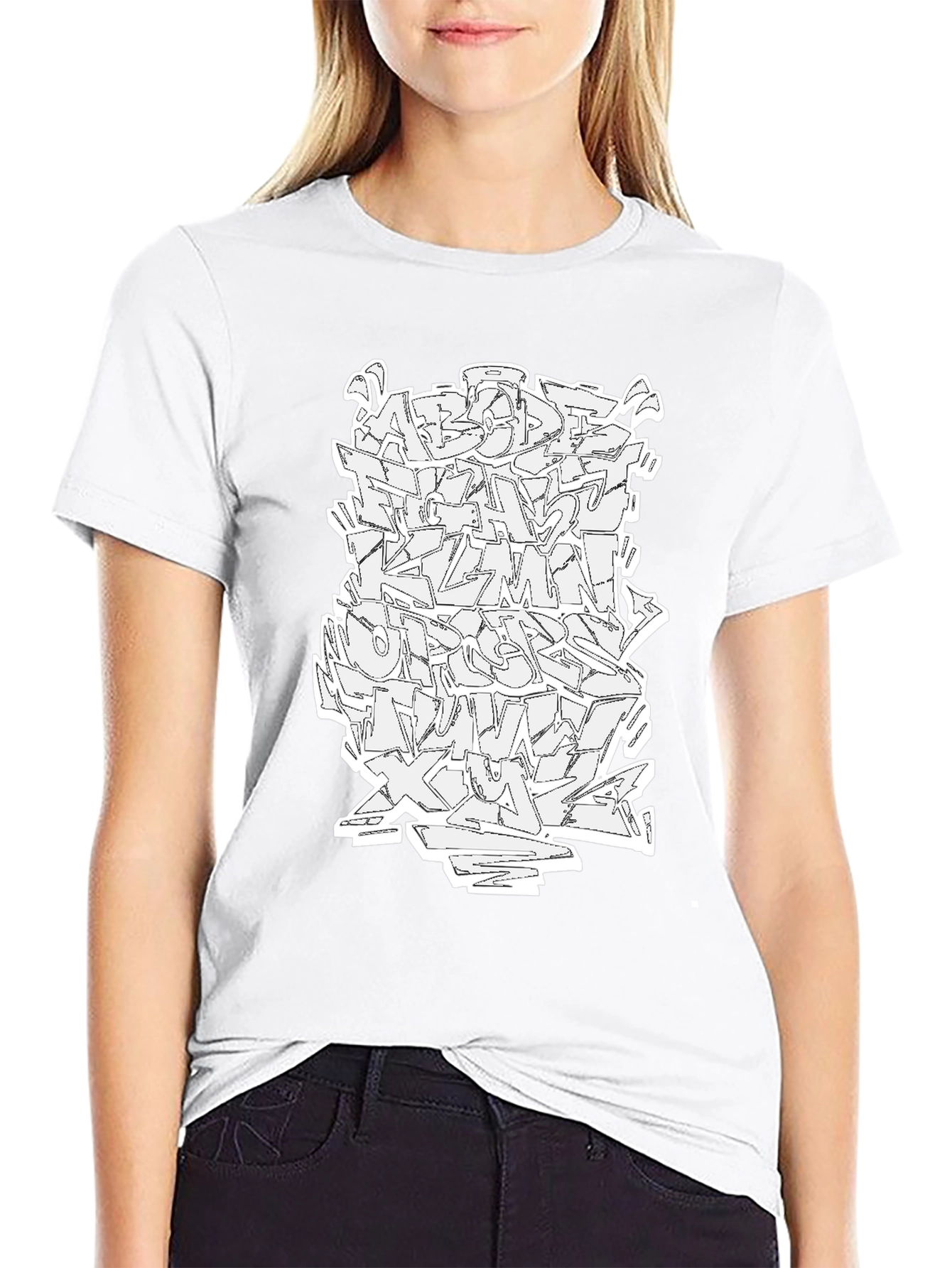 Abstract Graffiti Alphabet Graphic T-Shirt