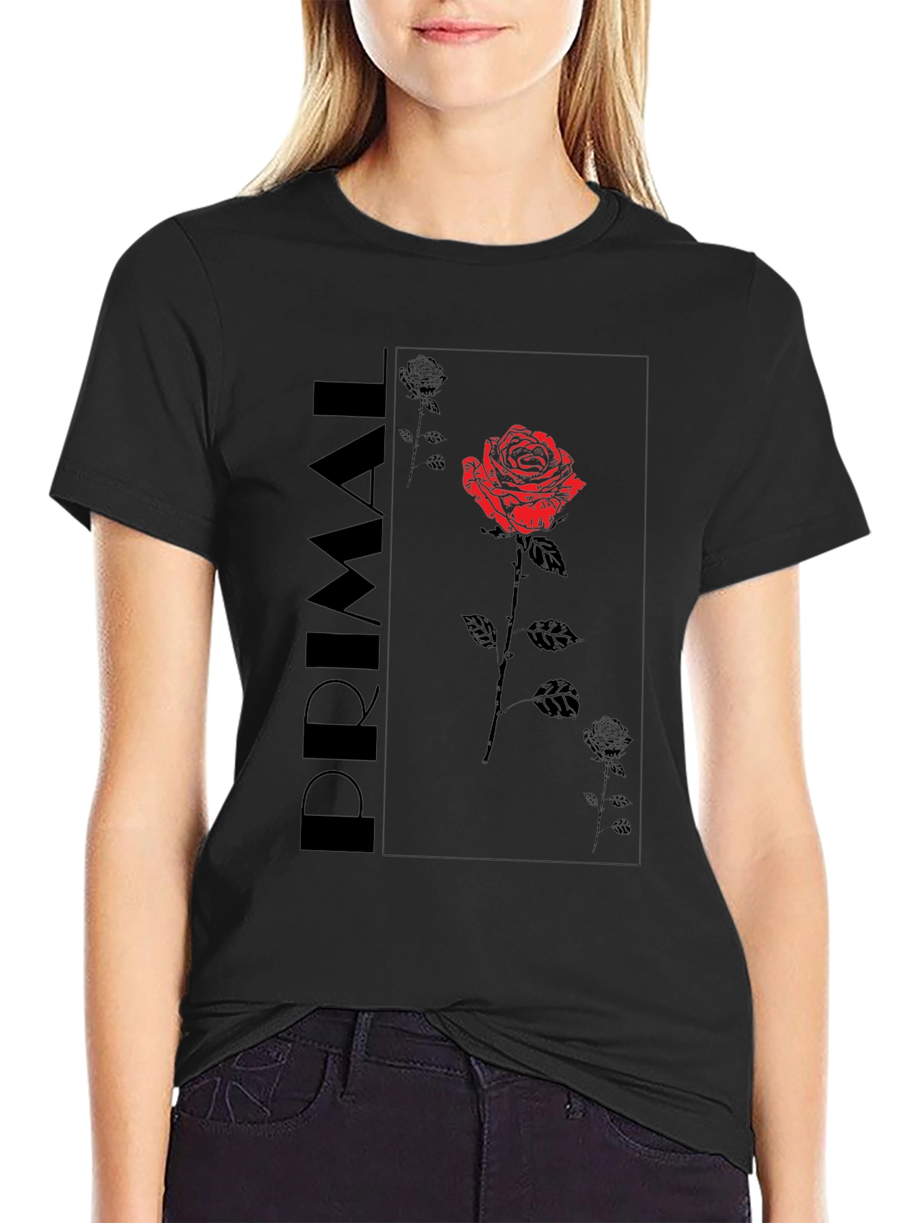 Primal Rose Graphic Tee - Black