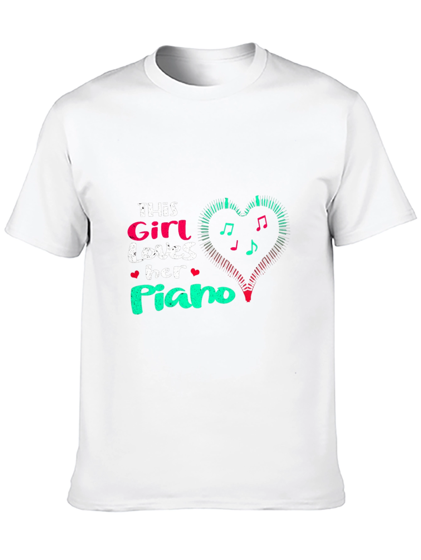 Girl Loves Piano Black T-Shirt