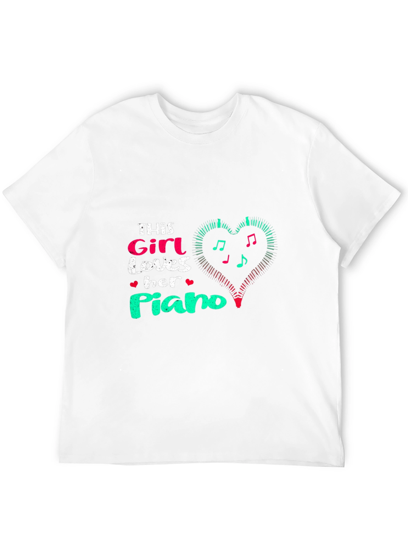 Girl Loves Piano Black T-Shirt