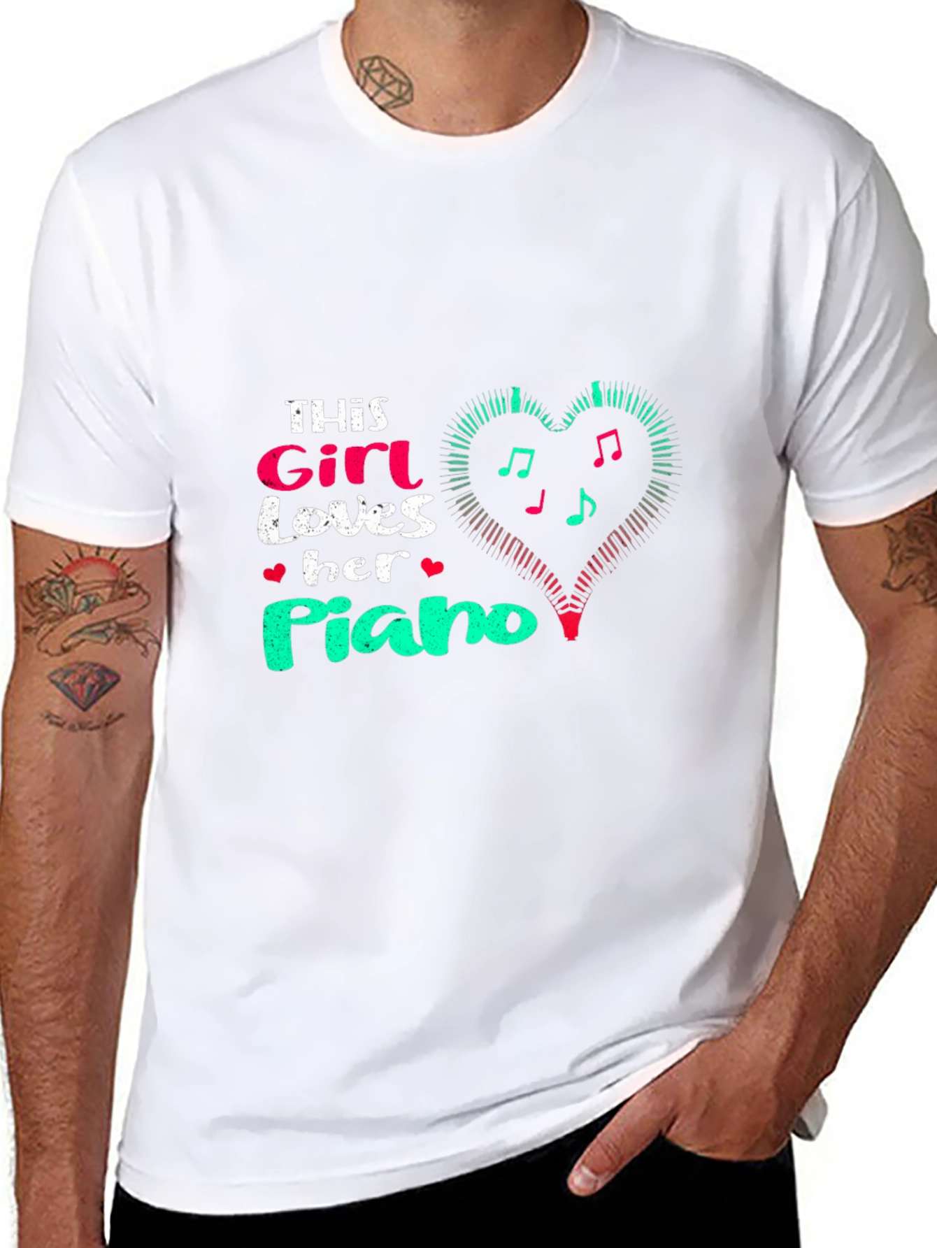 Girl Loves Piano Black T-Shirt