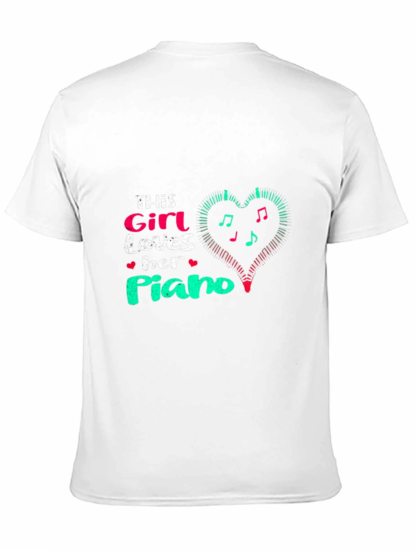 Girl Loves Piano Black T-Shirt