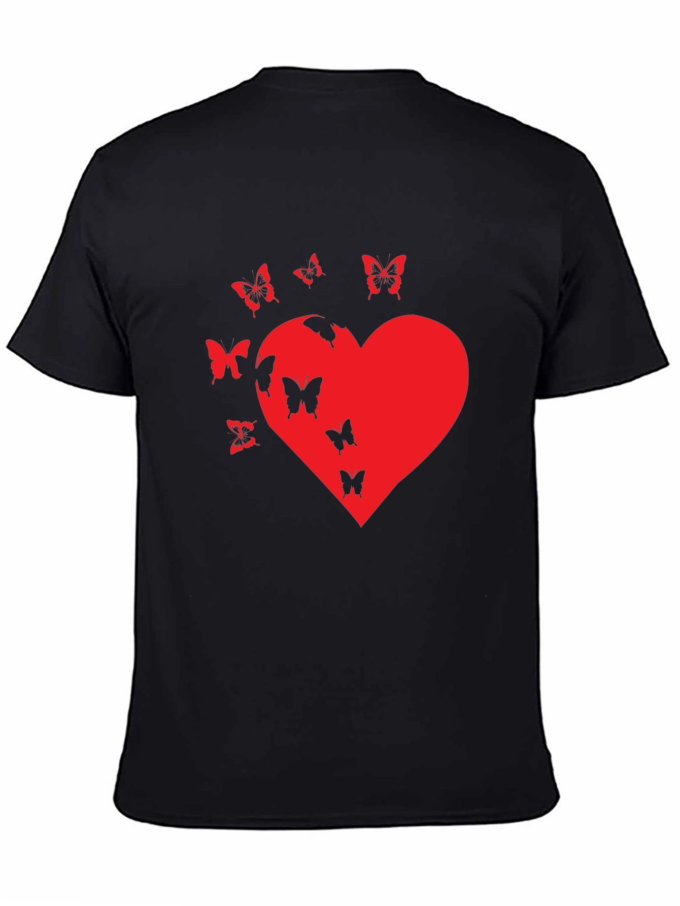Butterfly Heart Graphic T-Shirt - Casual Black Tee