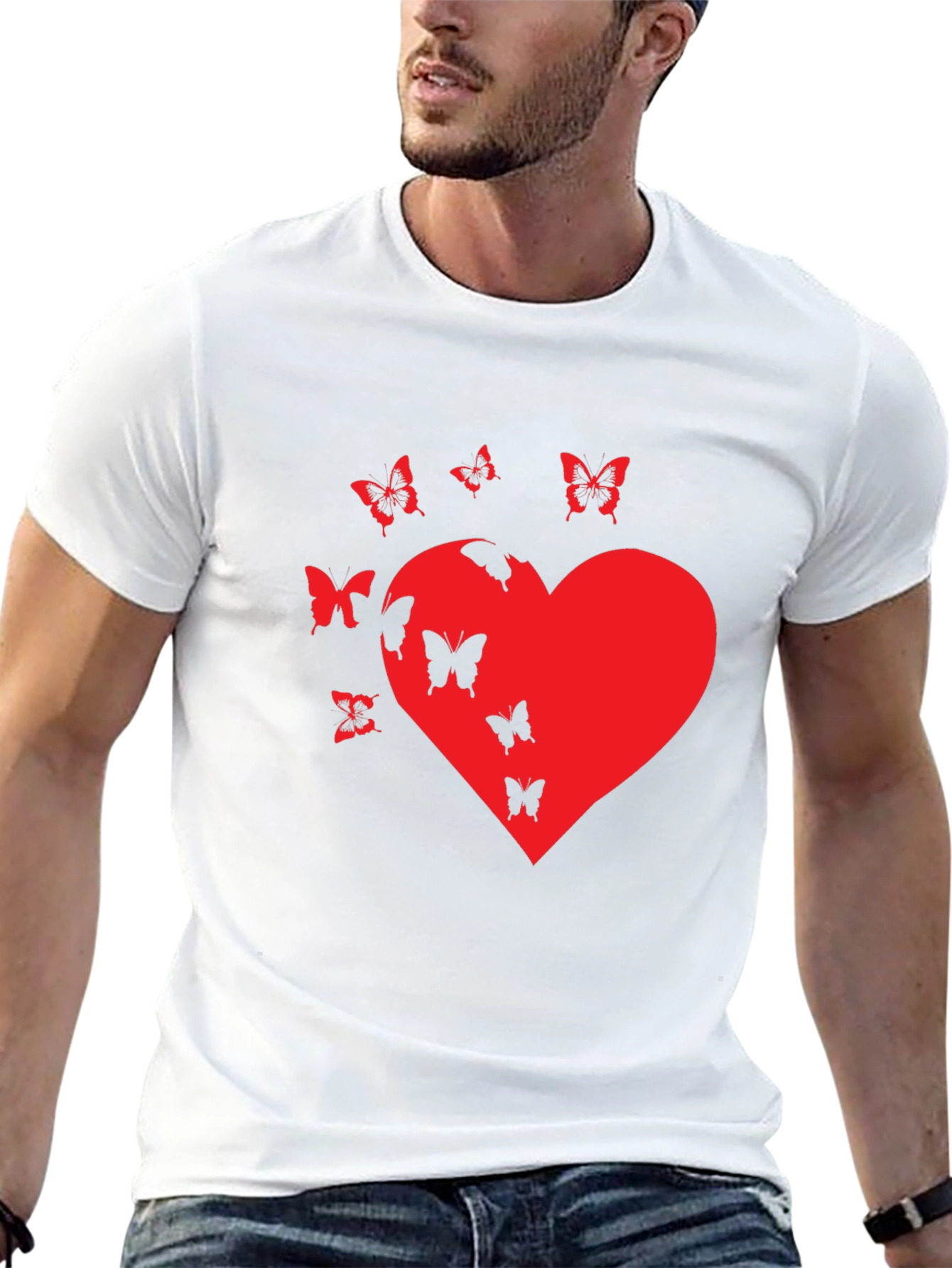 Butterfly Heart Graphic T-Shirt - Casual Black Tee