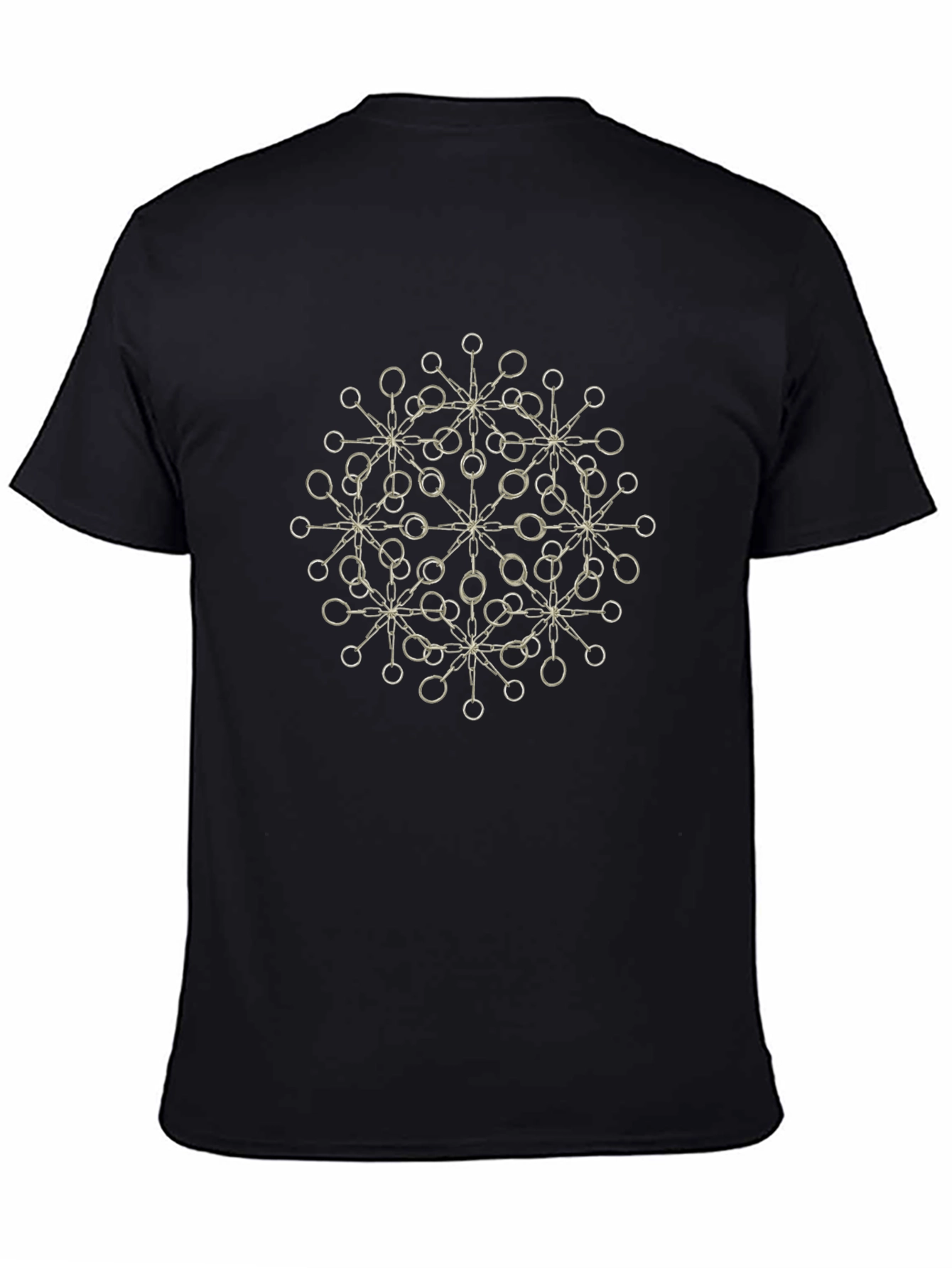 Geometric Circle Print Black T-Shirt