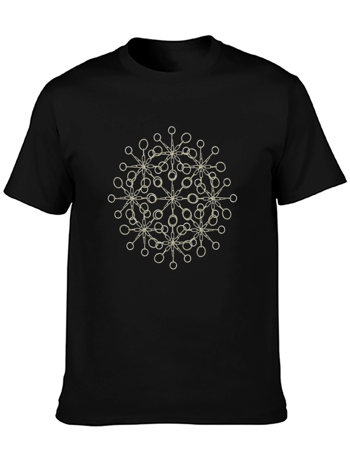 Geometric Circle Print Black T-Shirt