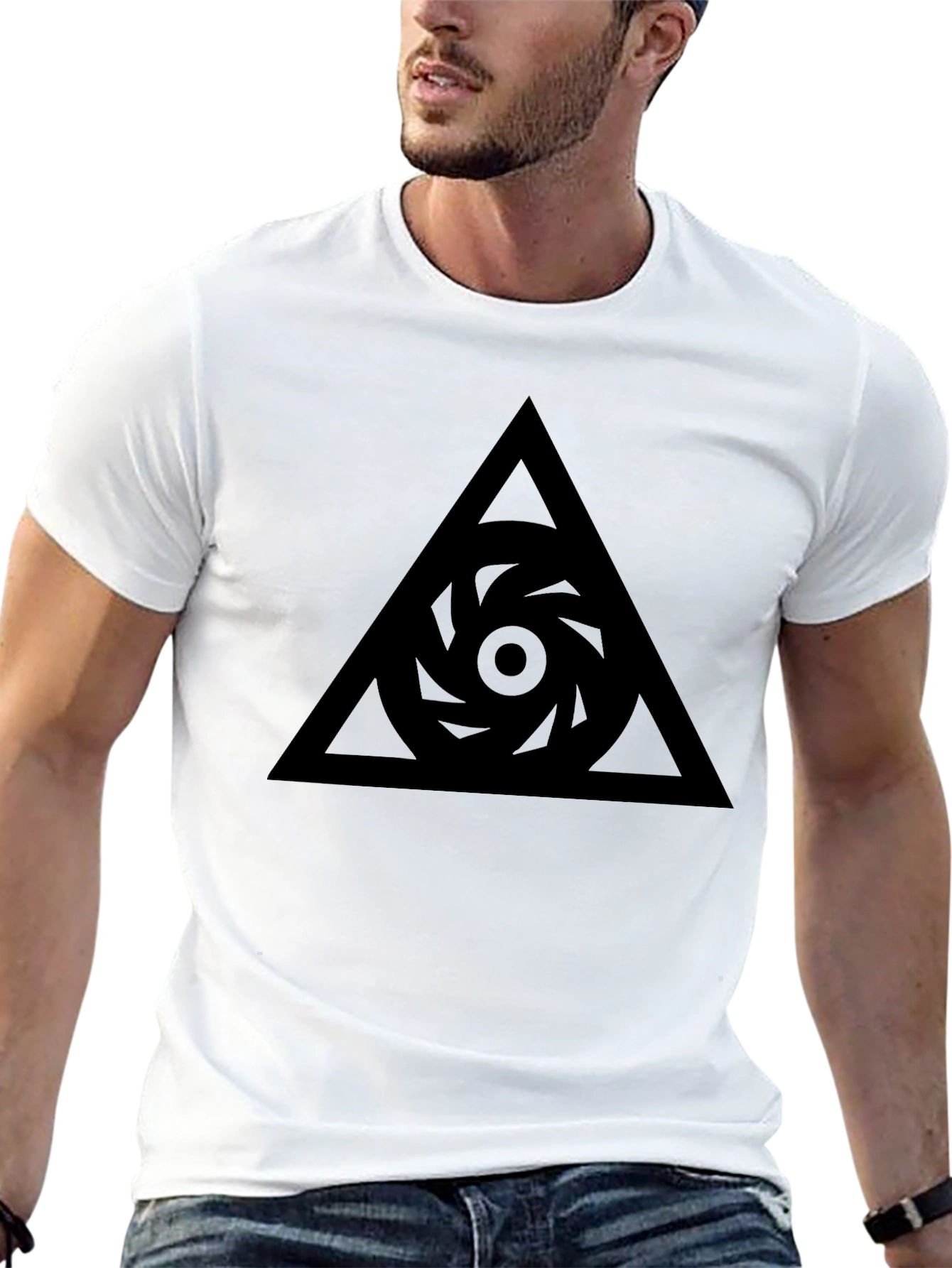 Abstract Triangle Symbol Black T-Shirt