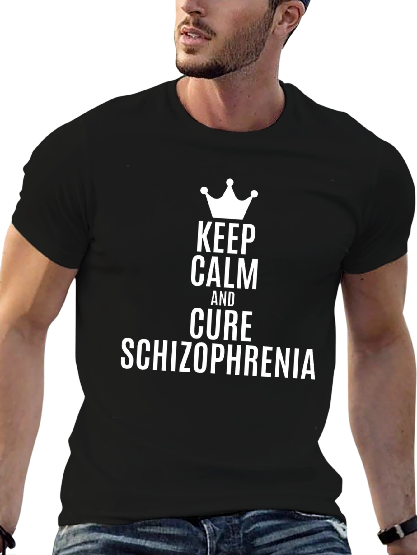 Keep Calm and Cure Schizophrenia Black Tee