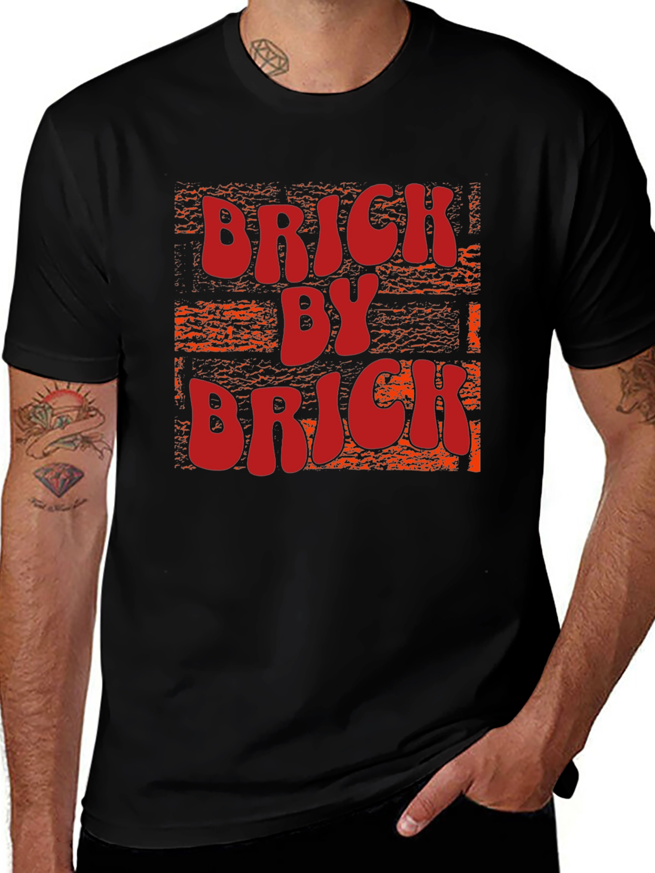 Brick By Brick Graphic Tee - Black