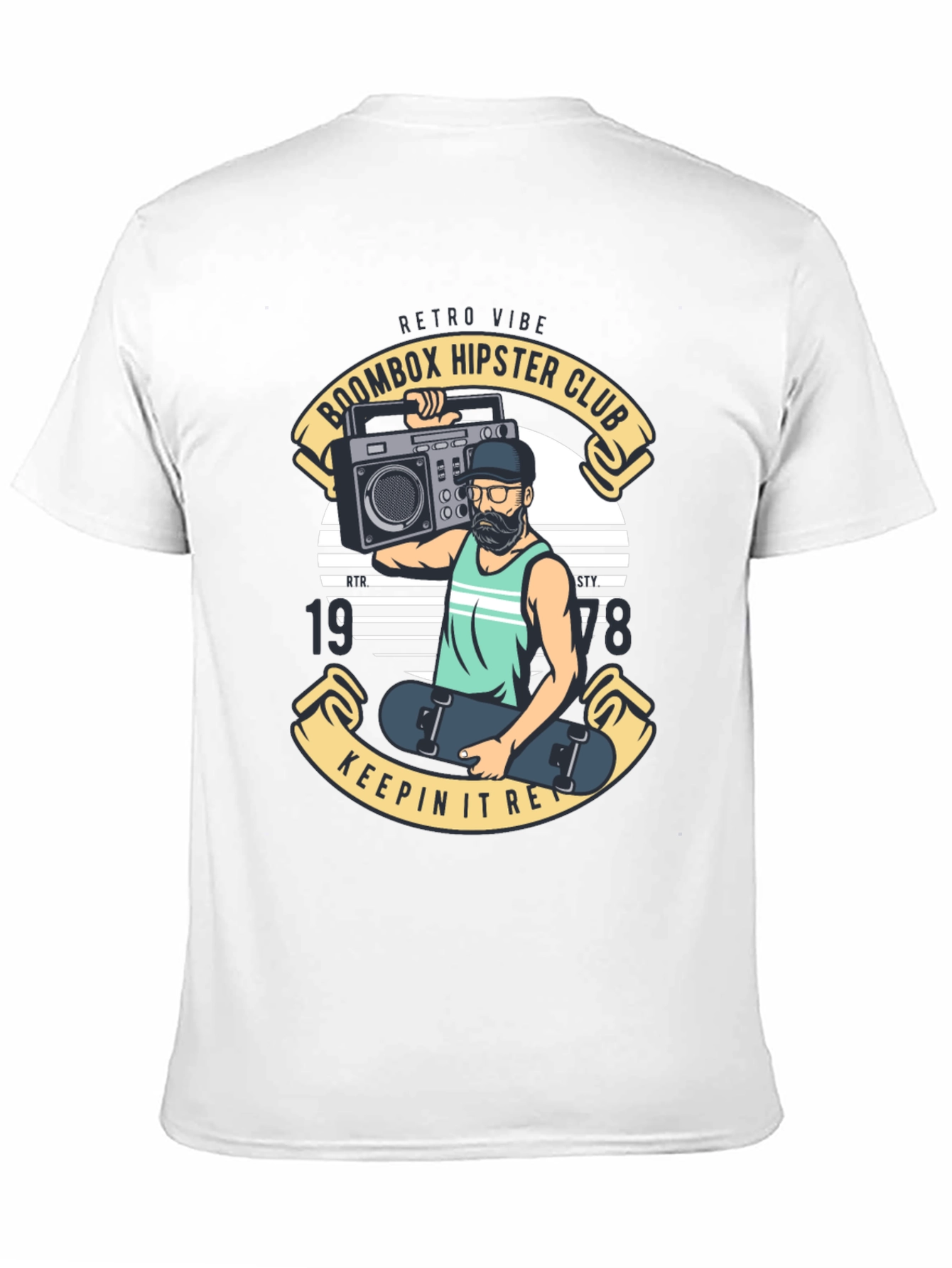 Retro Boombox Hipster Club Black T-Shirt