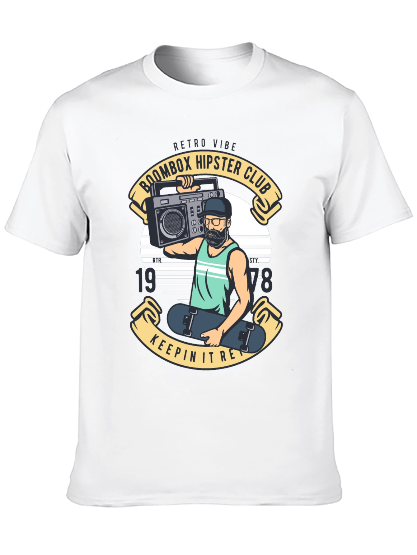 Retro Boombox Hipster Club Black T-Shirt