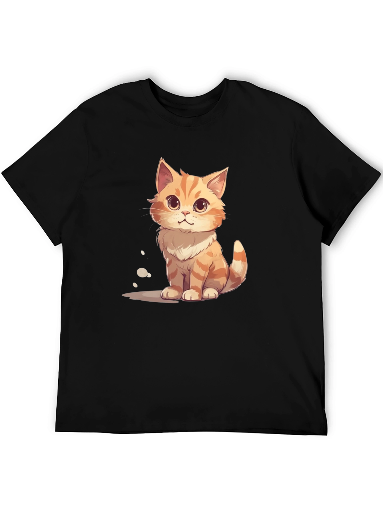 Cartoon Cat Graphic Tee - Unisex Black T-Shirt