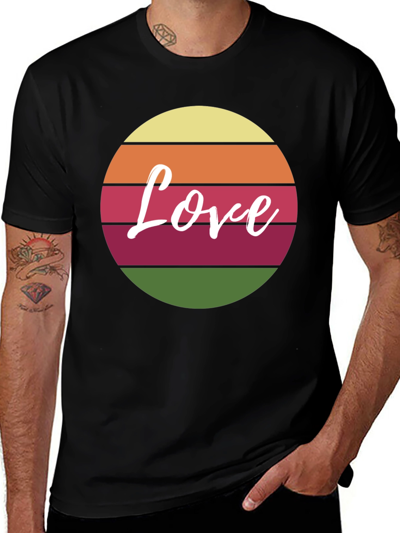 Retro Love Graphic Tee - Black Cotton Blend