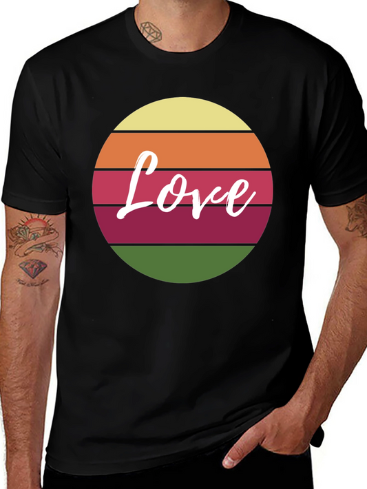Retro Love Graphic Tee - Black Cotton Blend