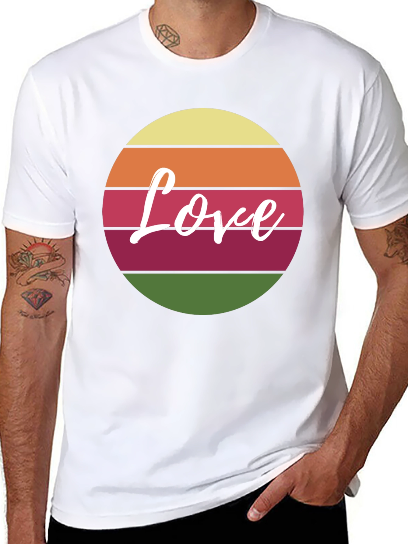 Retro Love Graphic Tee - Black Cotton Blend
