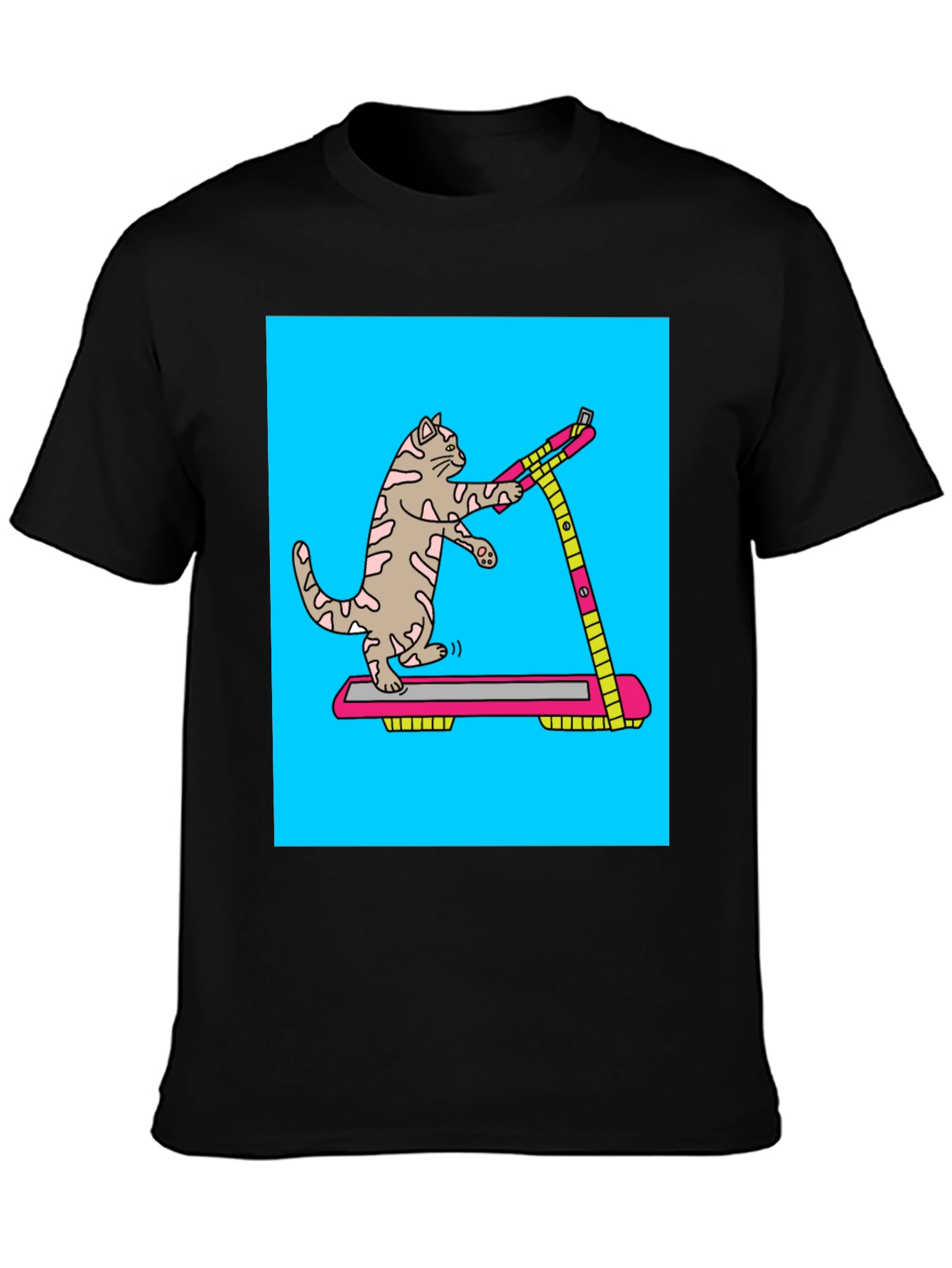 Cat Treadmill Graphic Tee - Funny Workout Shirt