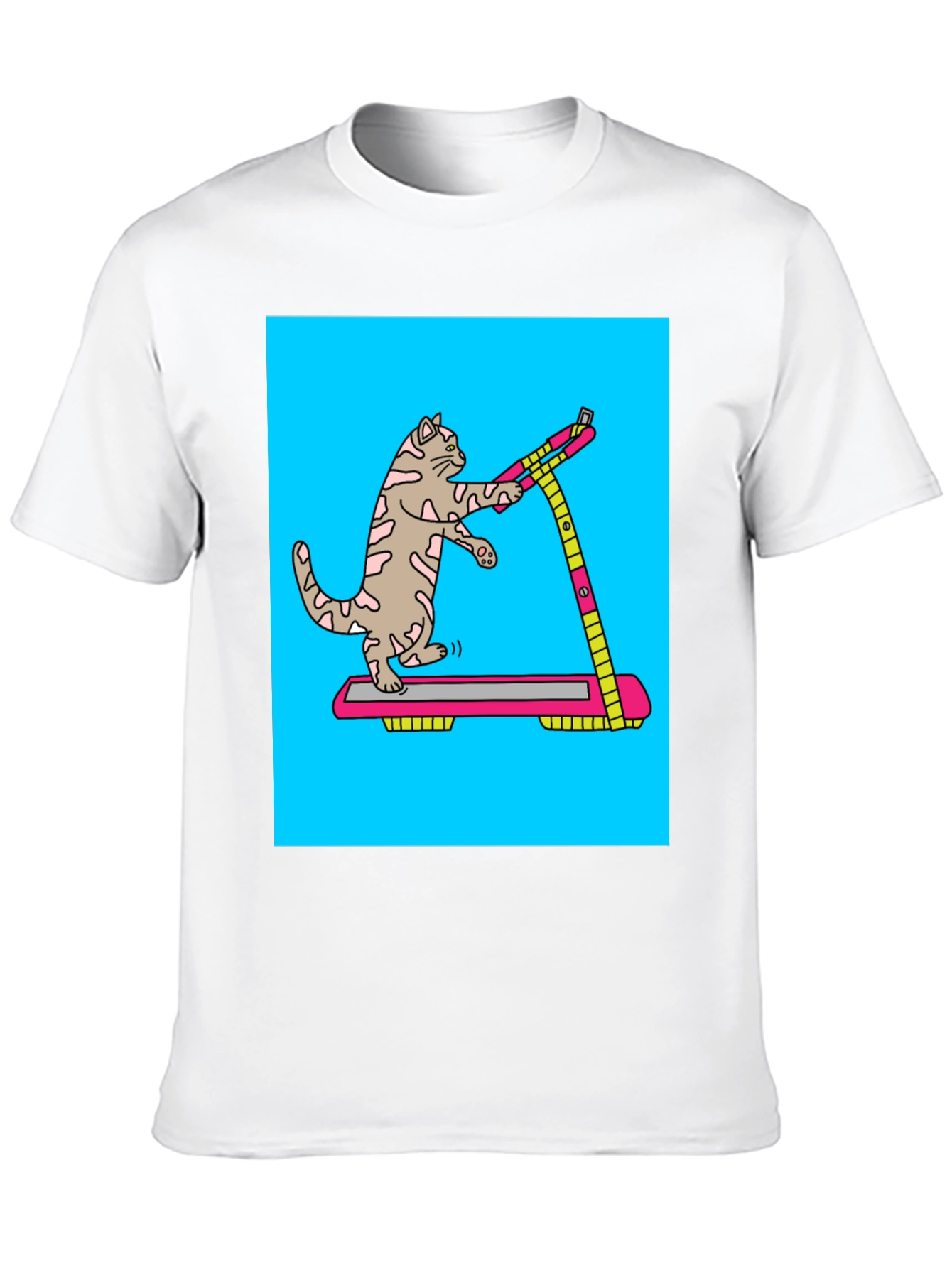 Cat Treadmill Graphic Tee - Funny Workout Shirt