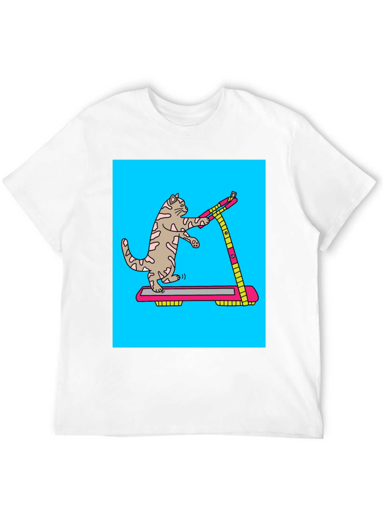 Cat Treadmill Graphic Tee - Funny Workout Shirt