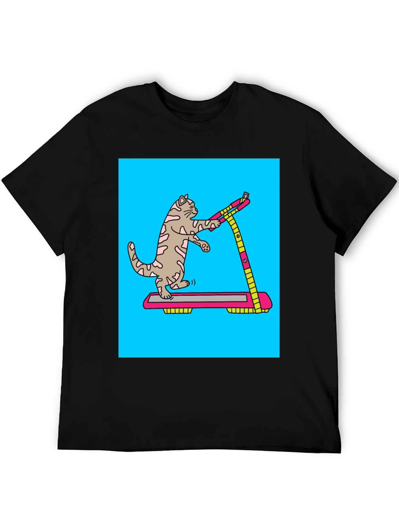 Cat Treadmill Graphic Tee - Funny Workout Shirt