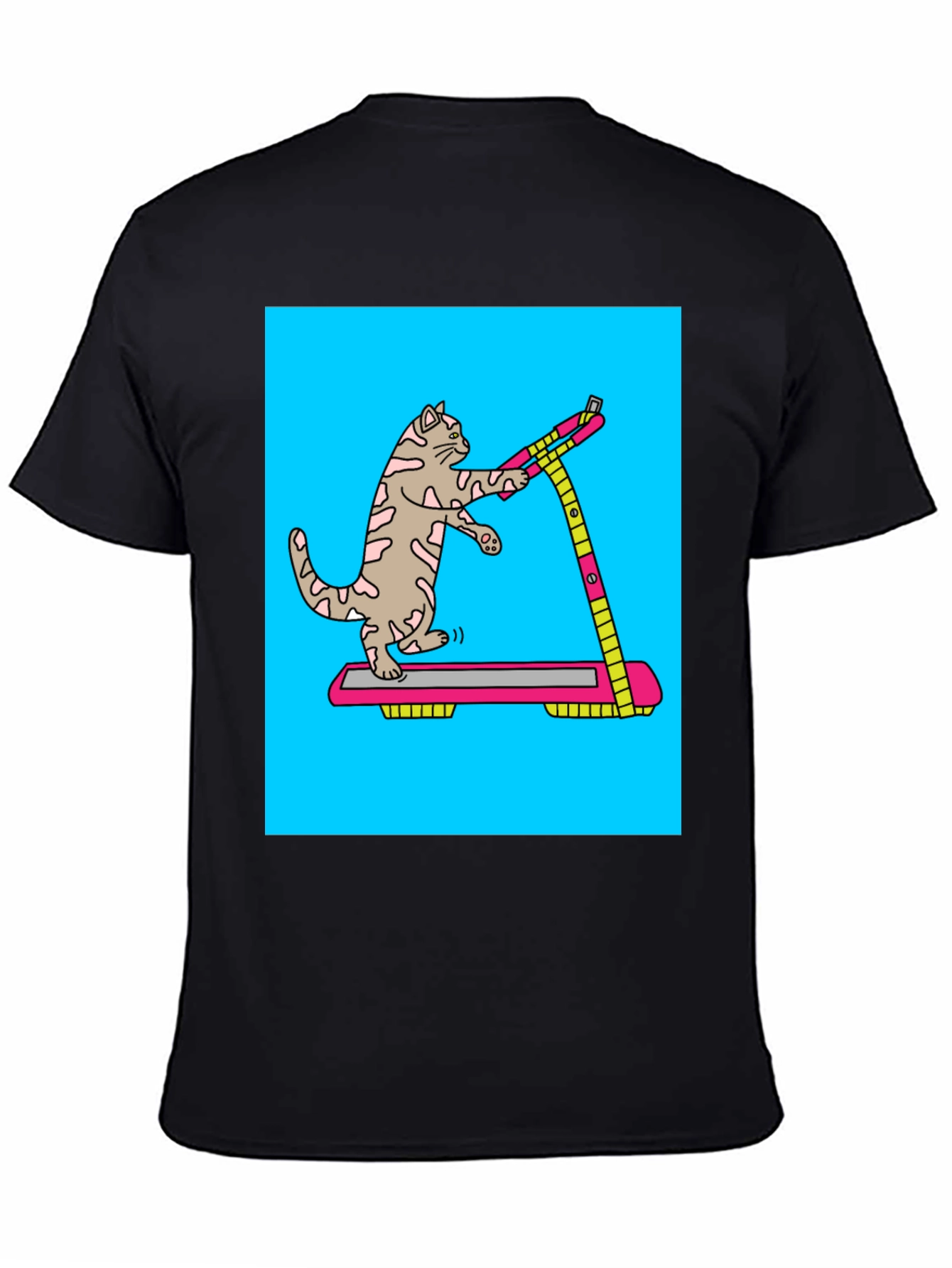 Cat Treadmill Graphic Tee - Funny Workout Shirt
