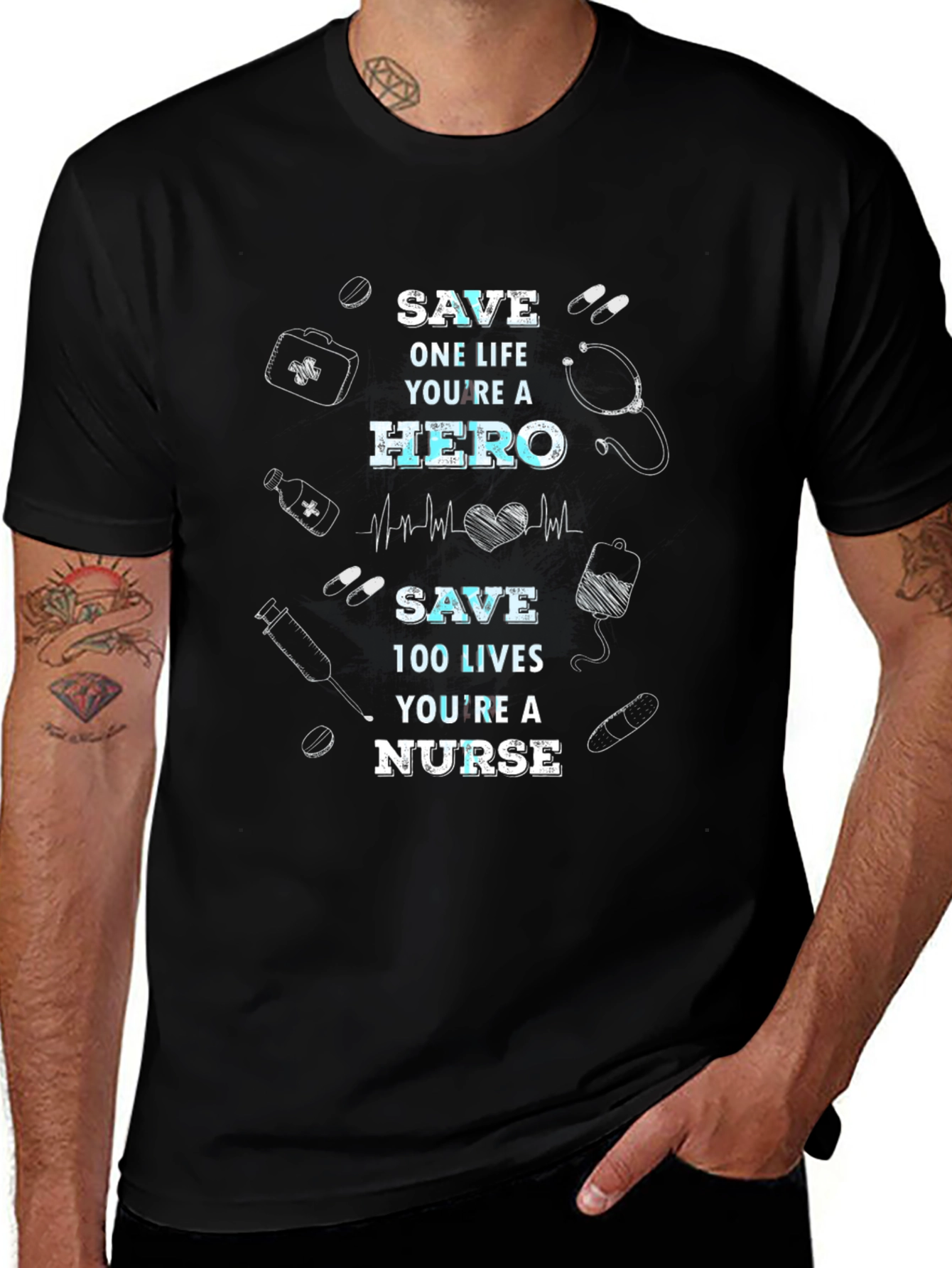 Nurse Hero Graphic Tee - Save Lives