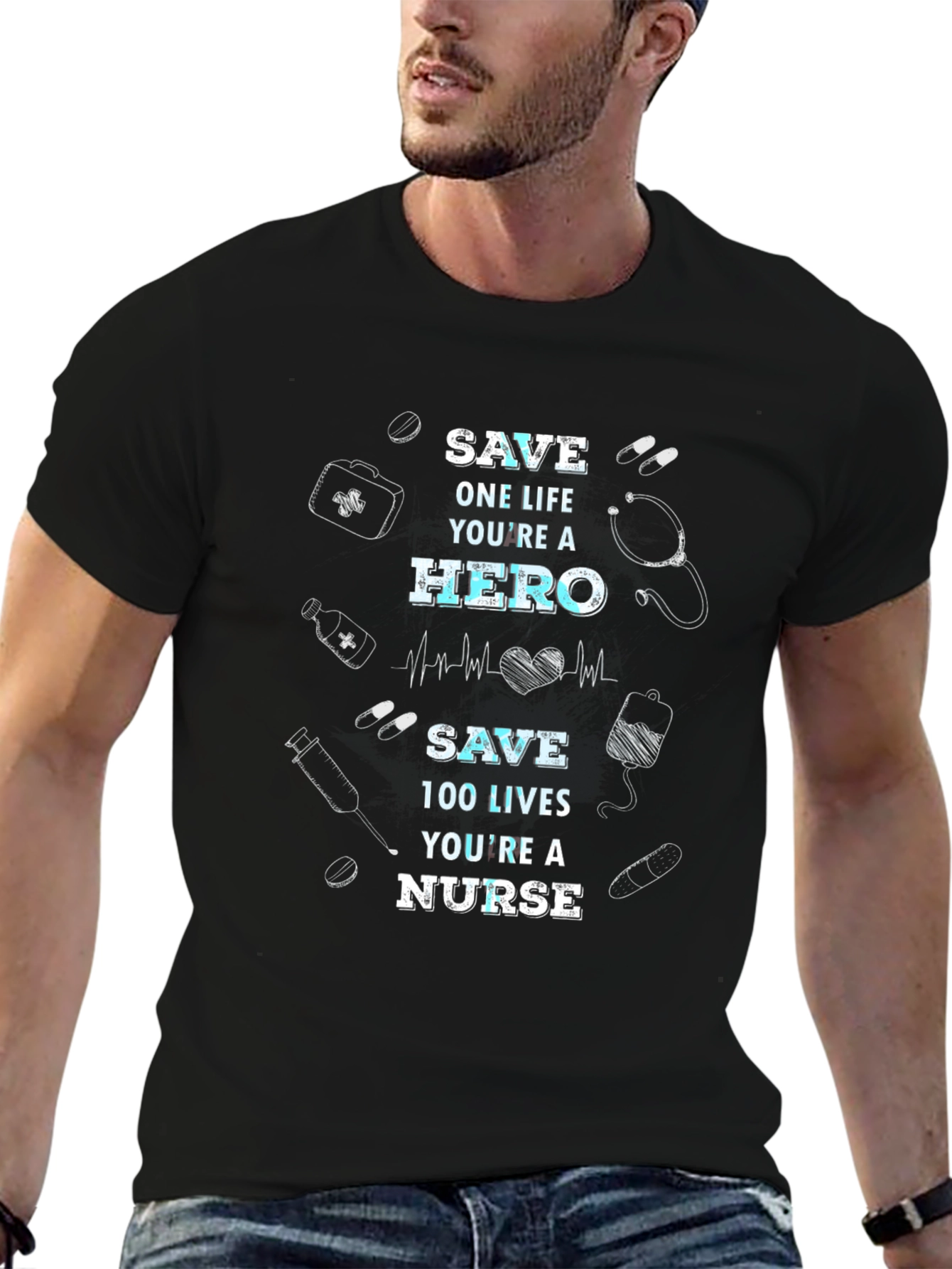 Nurse Hero Graphic Tee - Save Lives