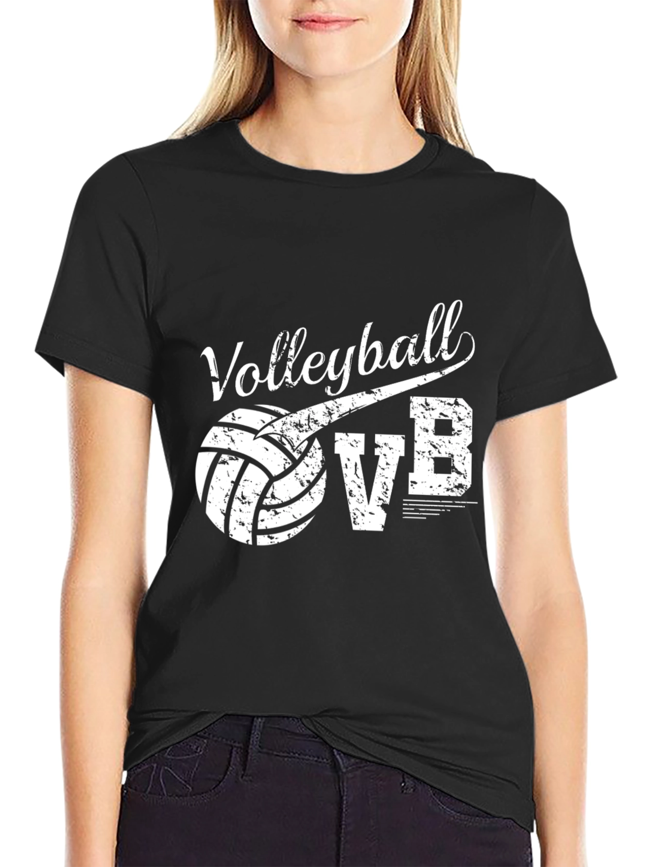 Volleyball VB Graphic T-Shirt - Black Cotton Tee