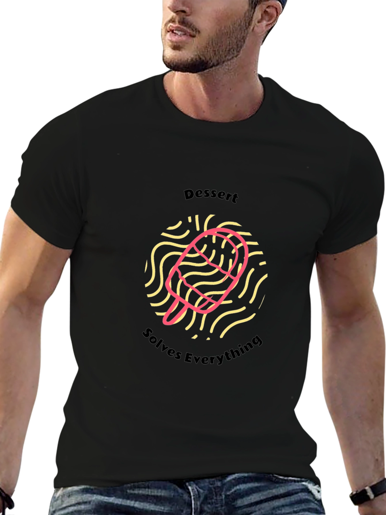 Dessert Solves Everything Black T-Shirt