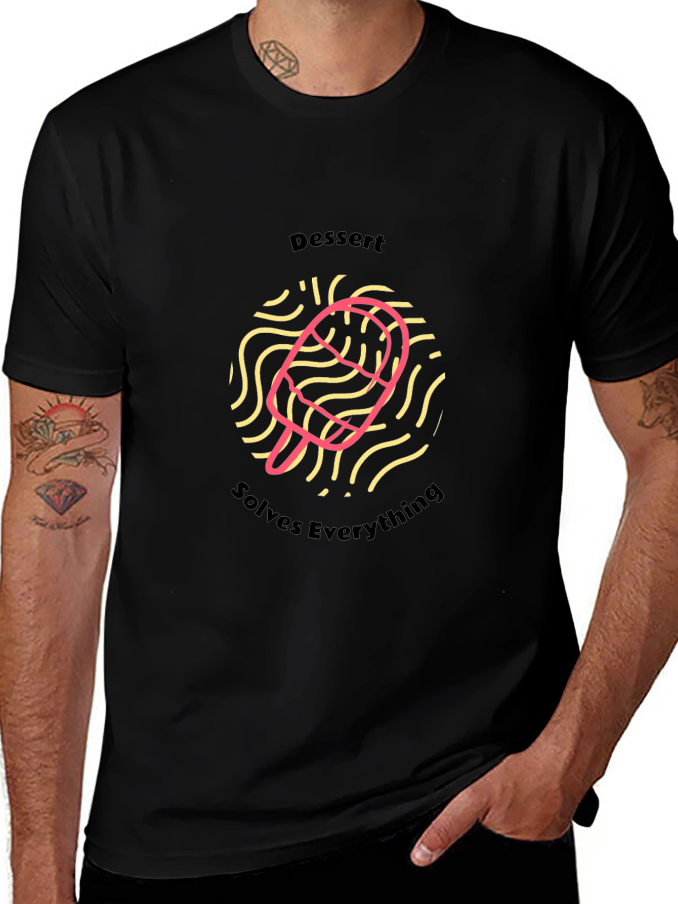 Dessert Solves Everything Black T-Shirt