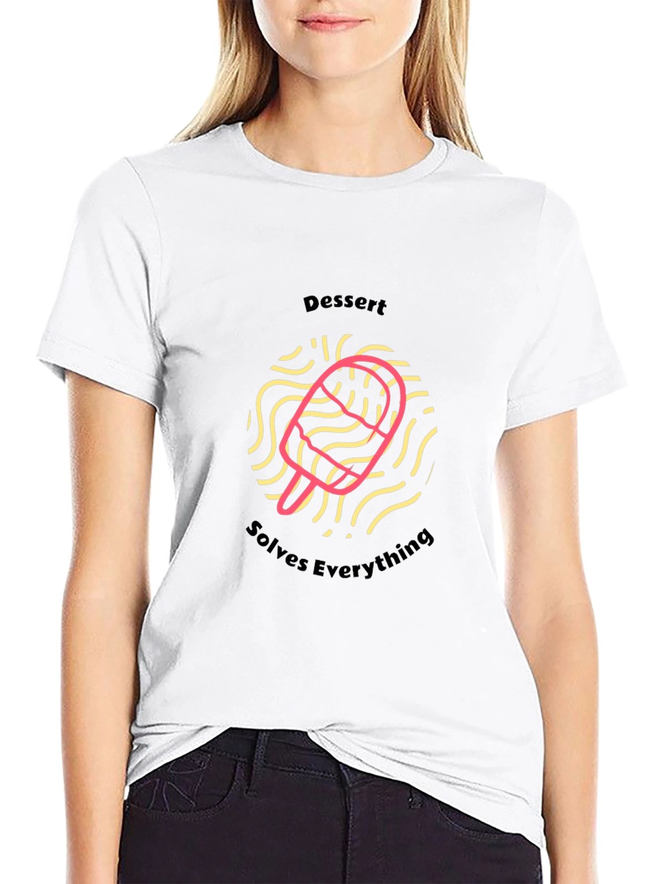 Dessert Solves Everything Black T-Shirt