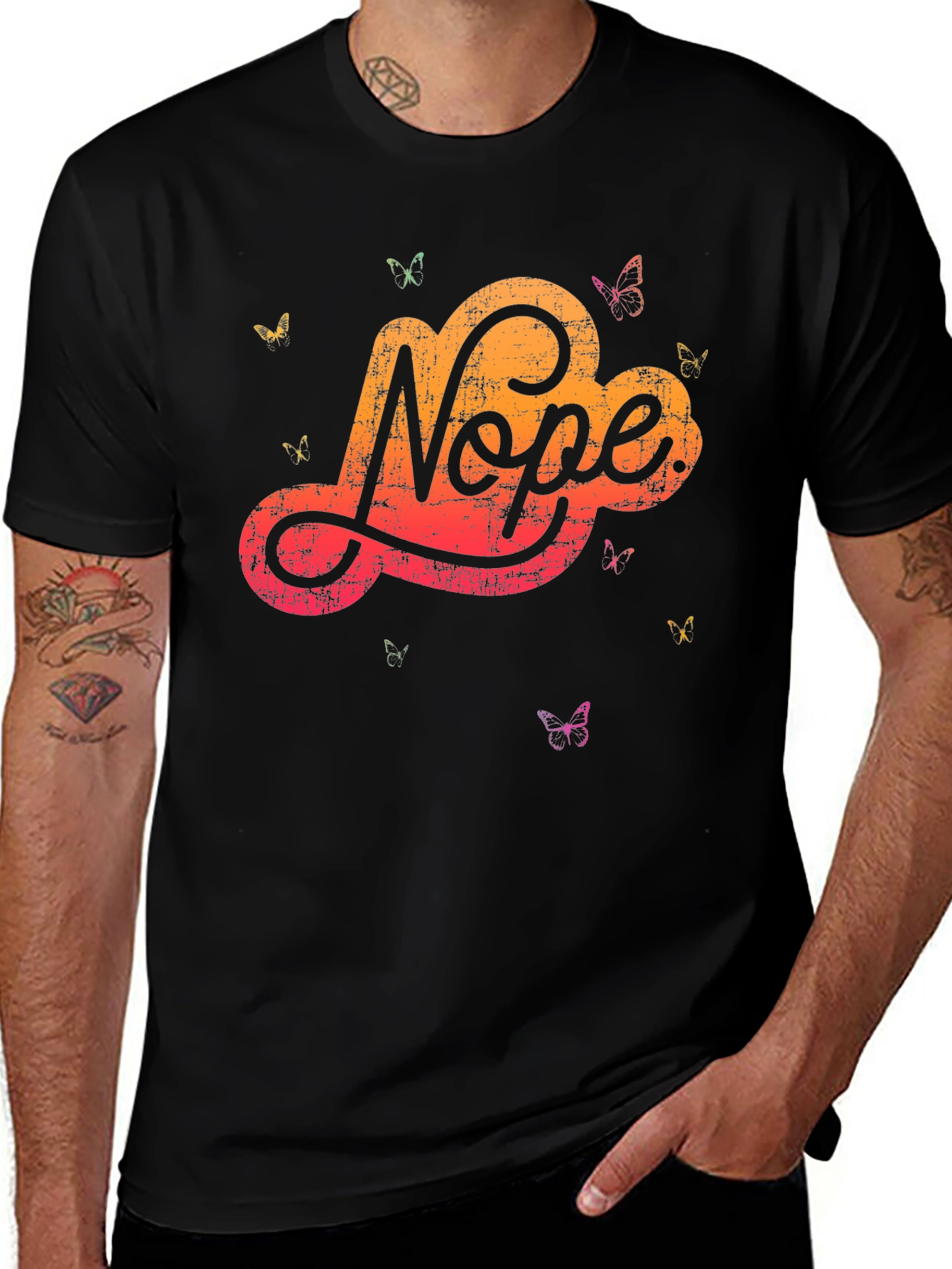 Nope Butterfly Graphic Tee - Soft Cotton Blend