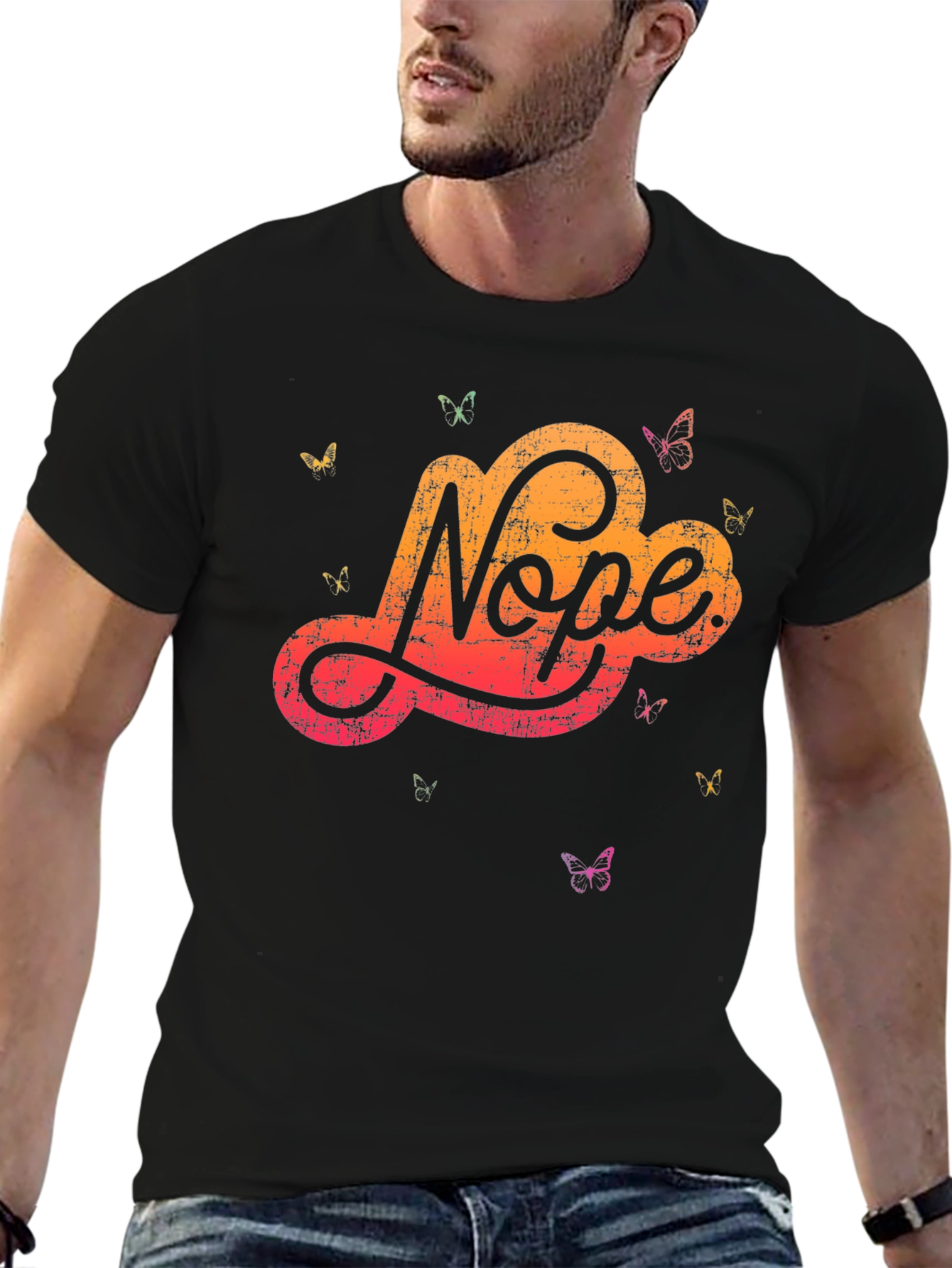 Nope Butterfly Graphic Tee - Soft Cotton Blend