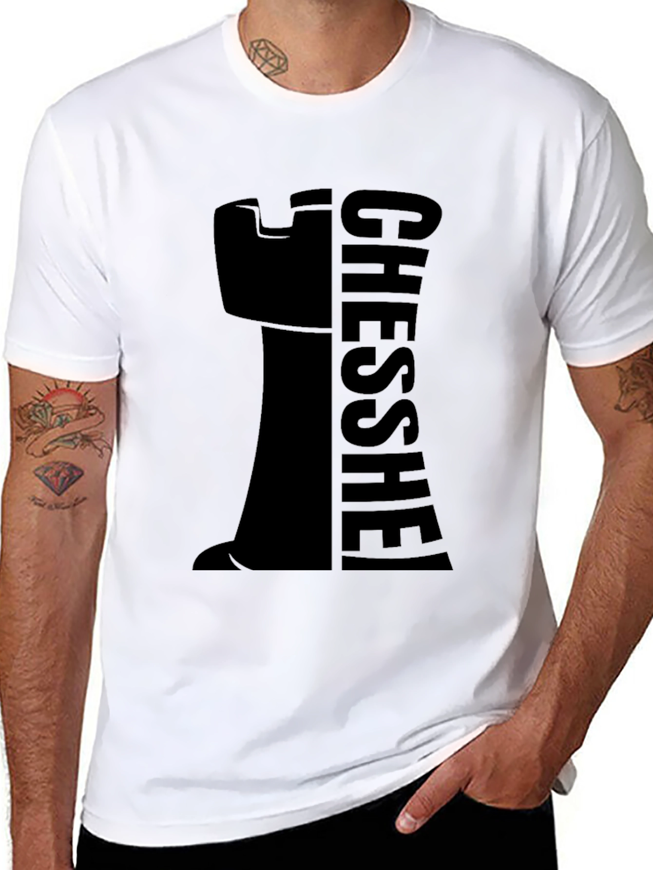 Chess Rook Graphic Tee - Black Cotton Casual
