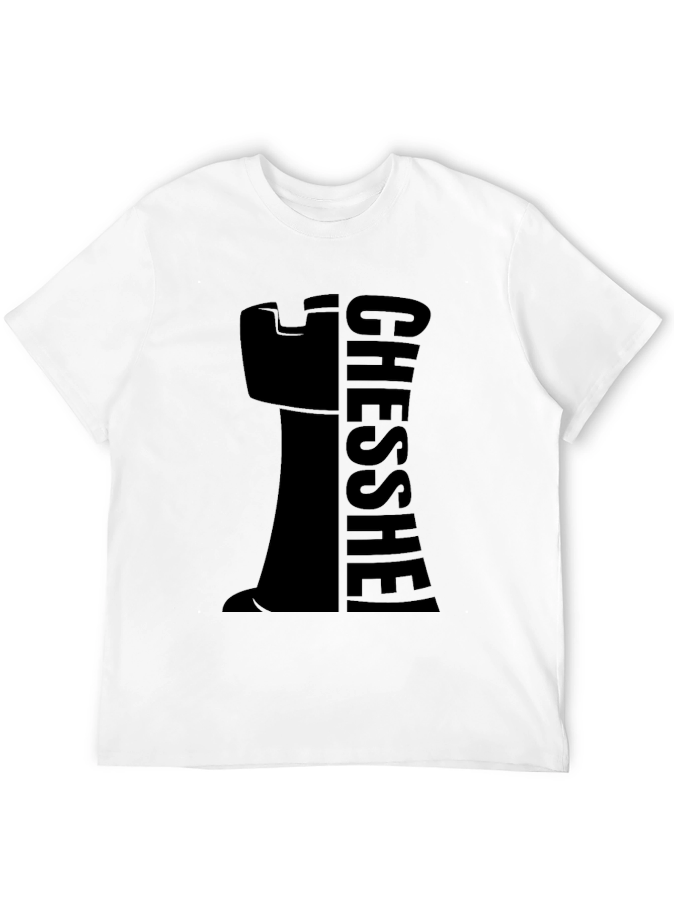 Chess Rook Graphic Tee - Black Cotton Casual