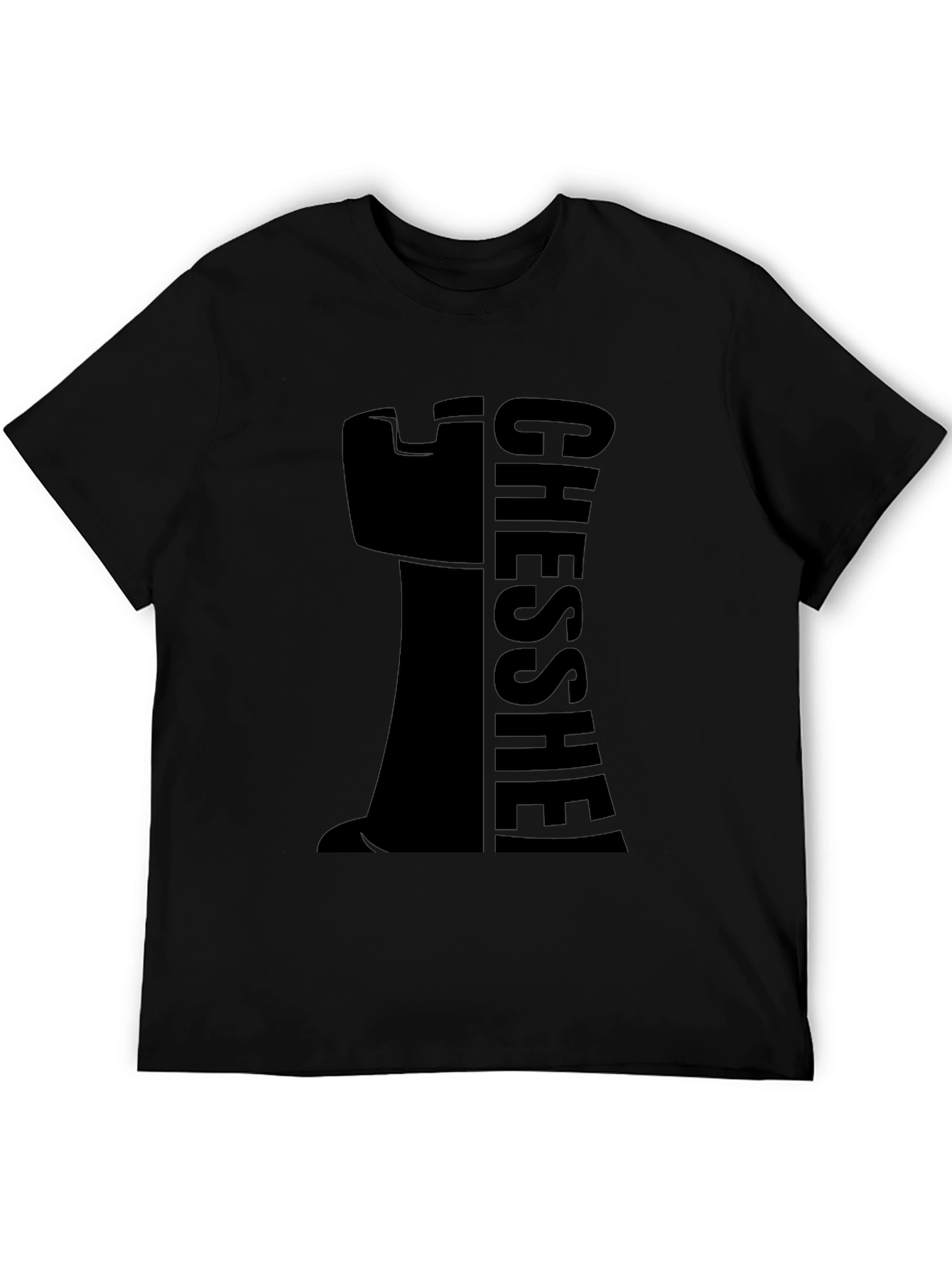 Chess Rook Graphic Tee - Black Cotton Casual
