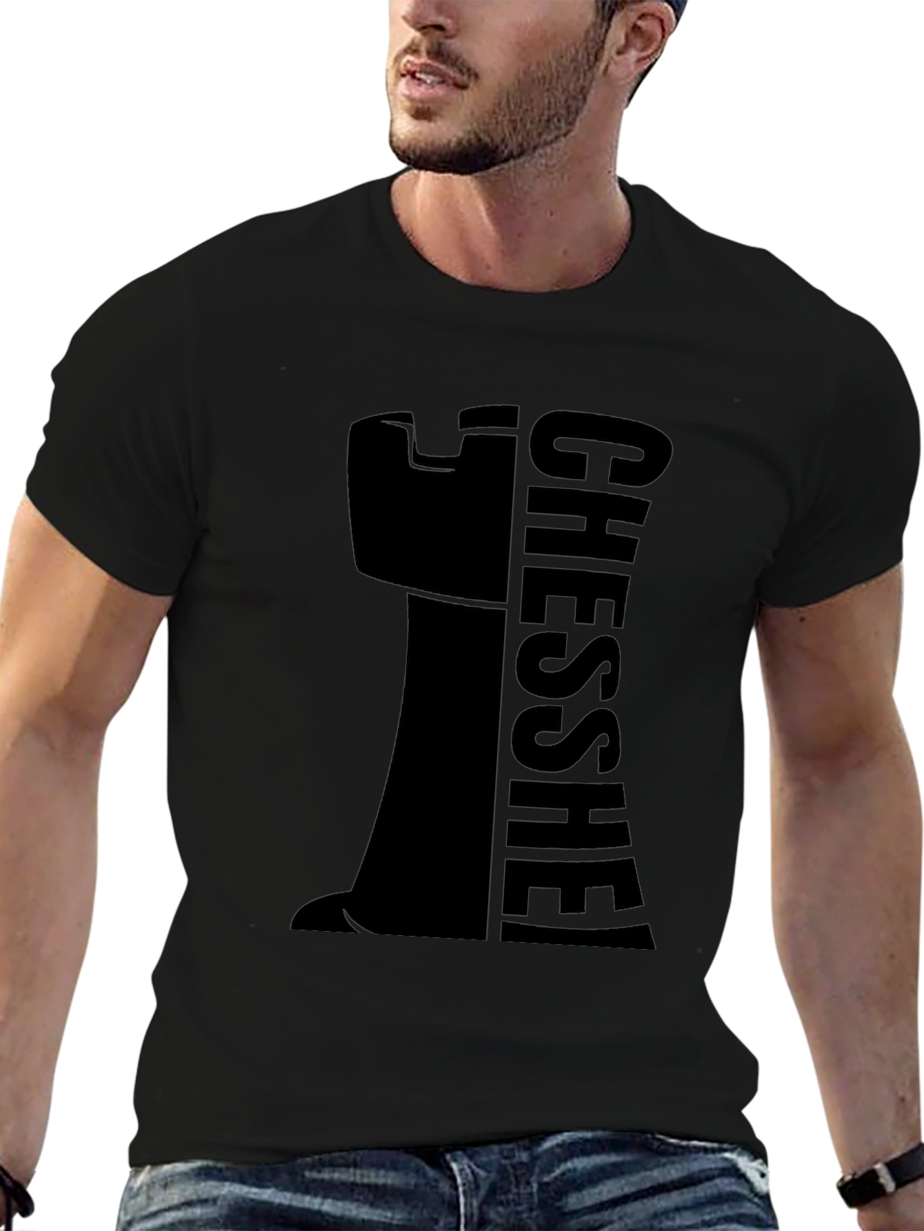 Chess Rook Graphic Tee - Black Cotton Casual