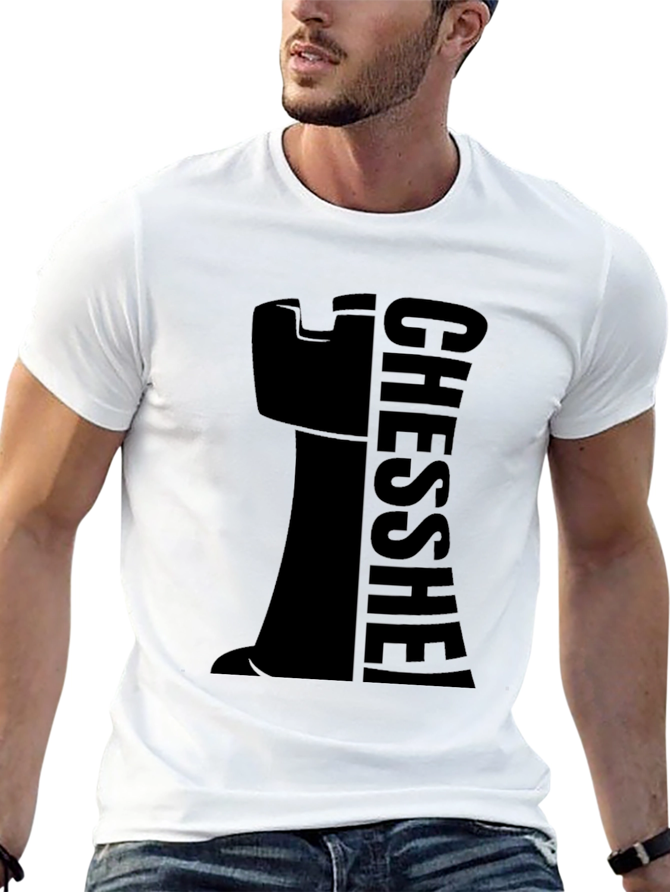 Chess Rook Graphic Tee - Black Cotton Casual