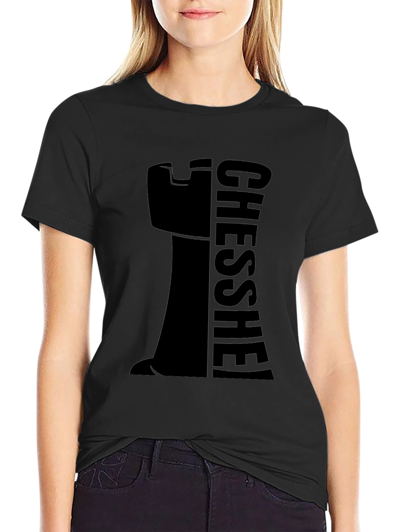 Chess Rook Graphic Tee - Black Cotton Casual