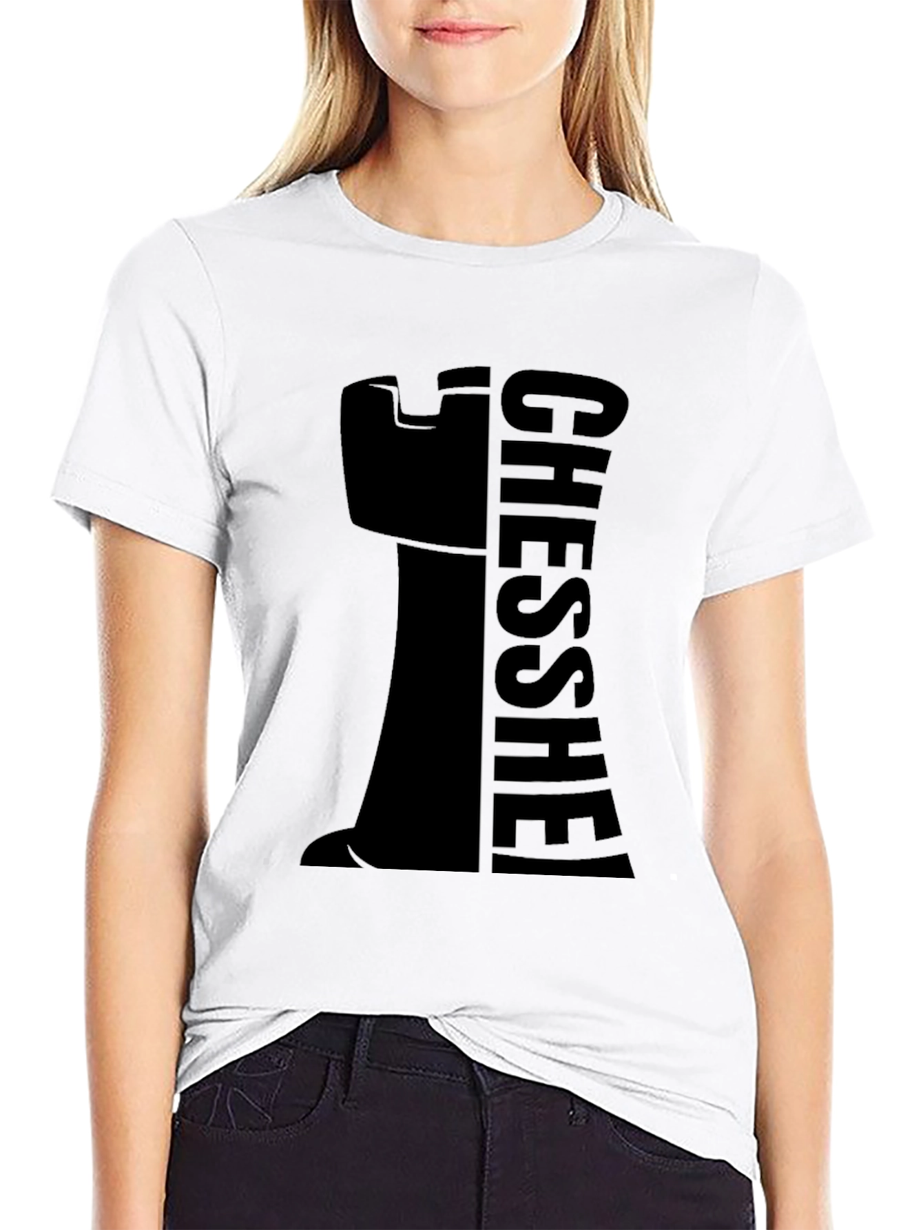 Chess Rook Graphic Tee - Black Cotton Casual