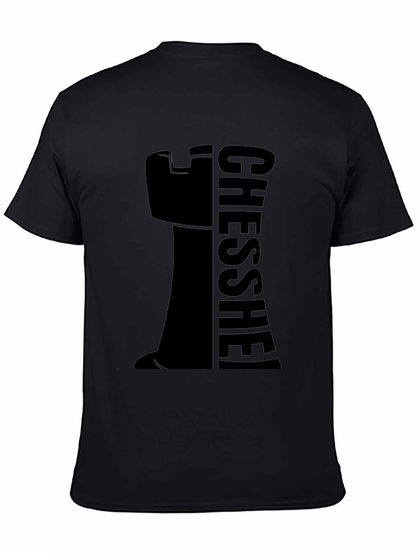 Chess Rook Graphic Tee - Black Cotton Casual