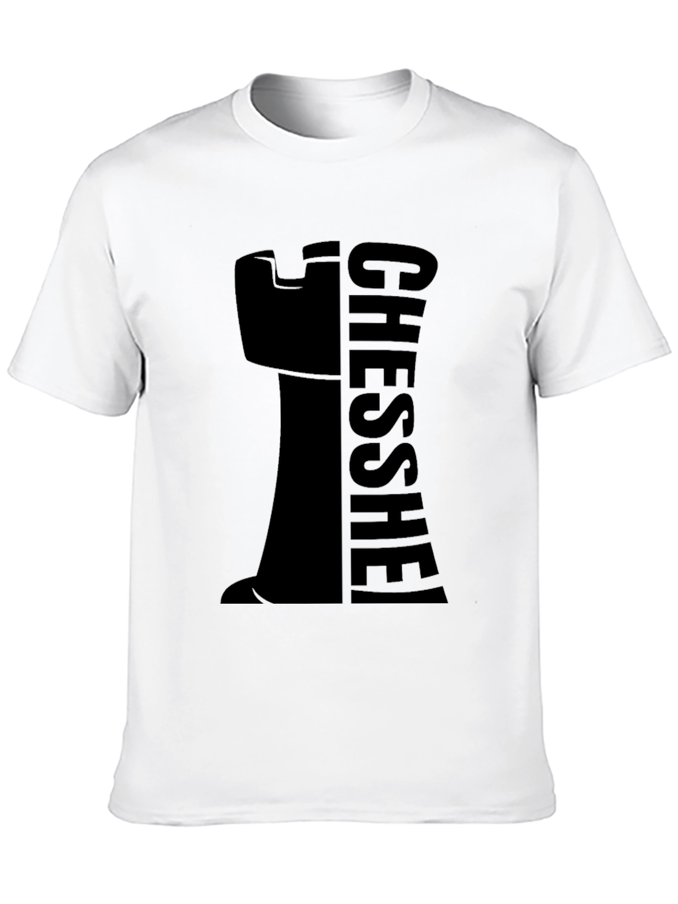 Chess Rook Graphic Tee - Black Cotton Casual