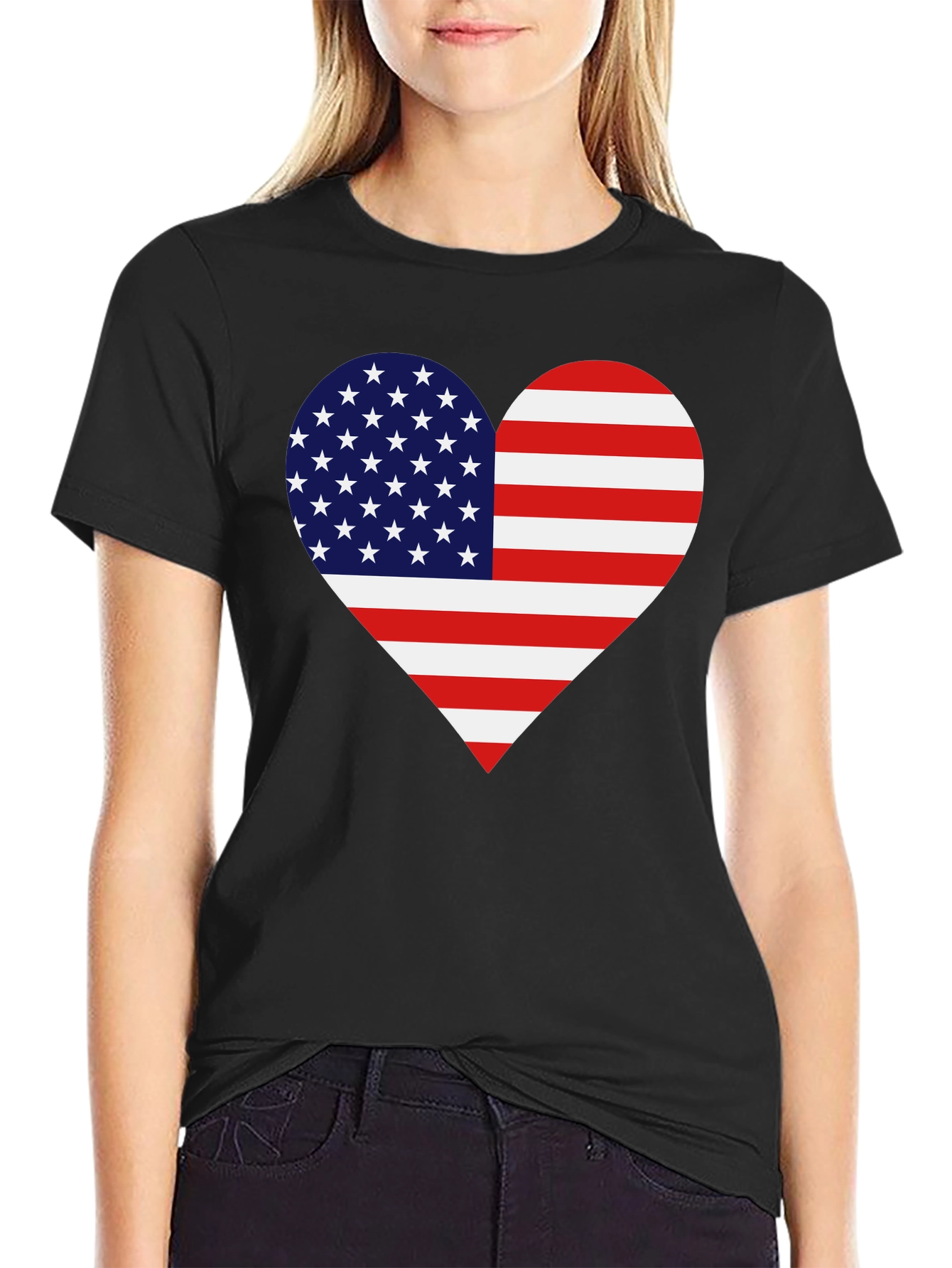 American Flag Heart Graphic Tee - Patriotic Pride
