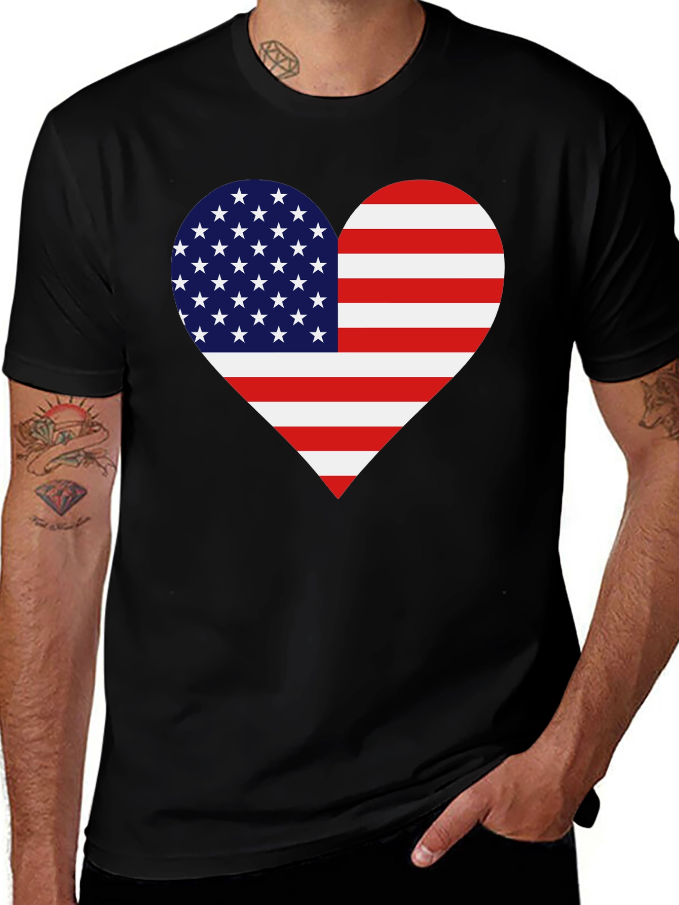American Flag Heart Graphic Tee - Patriotic Pride