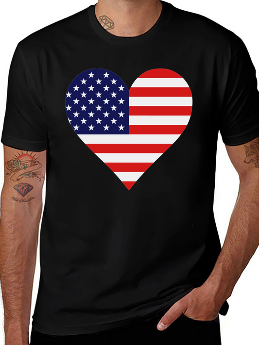American Flag Heart Graphic Tee - Patriotic Pride