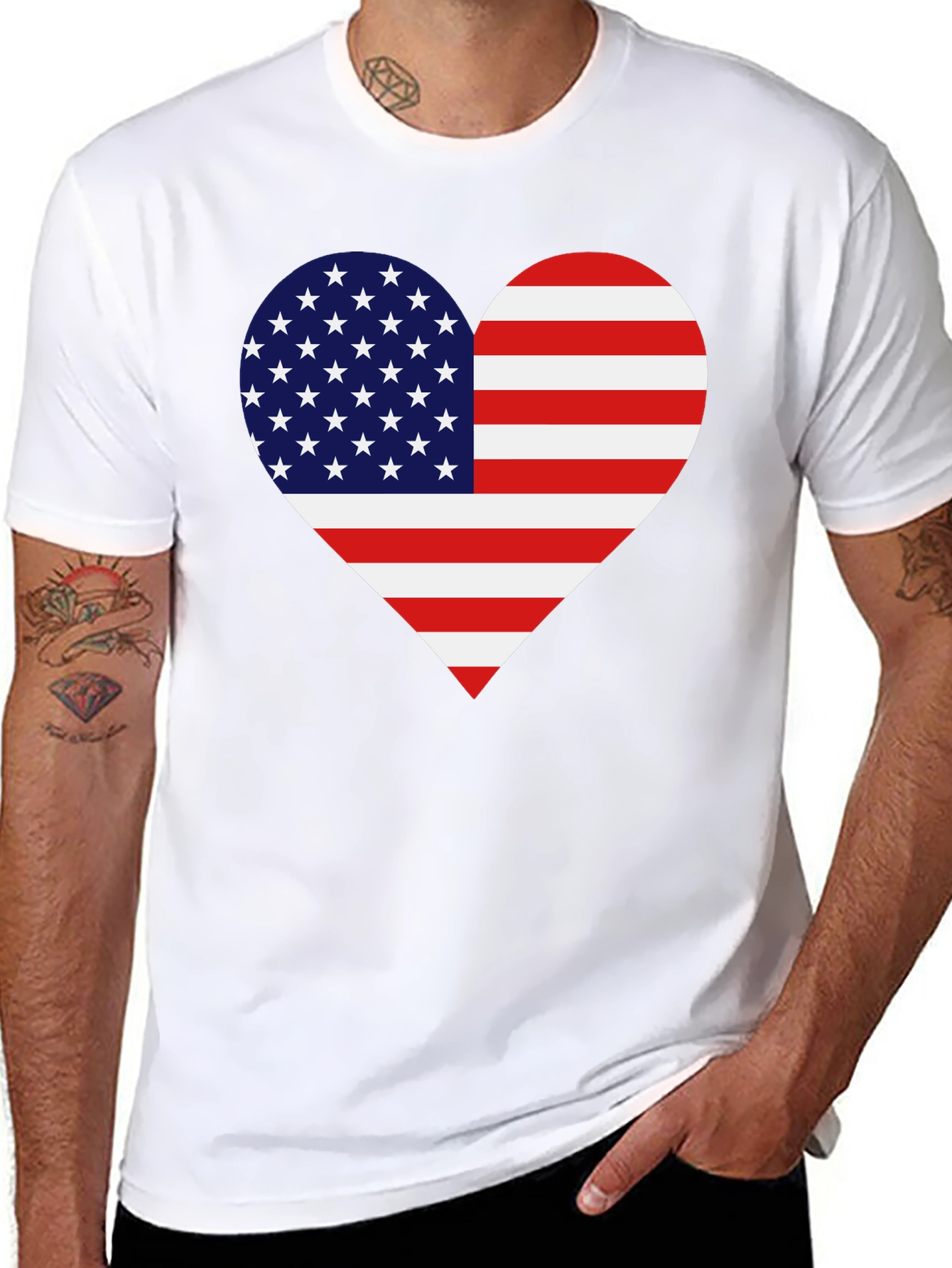 American Flag Heart Graphic Tee - Patriotic Pride