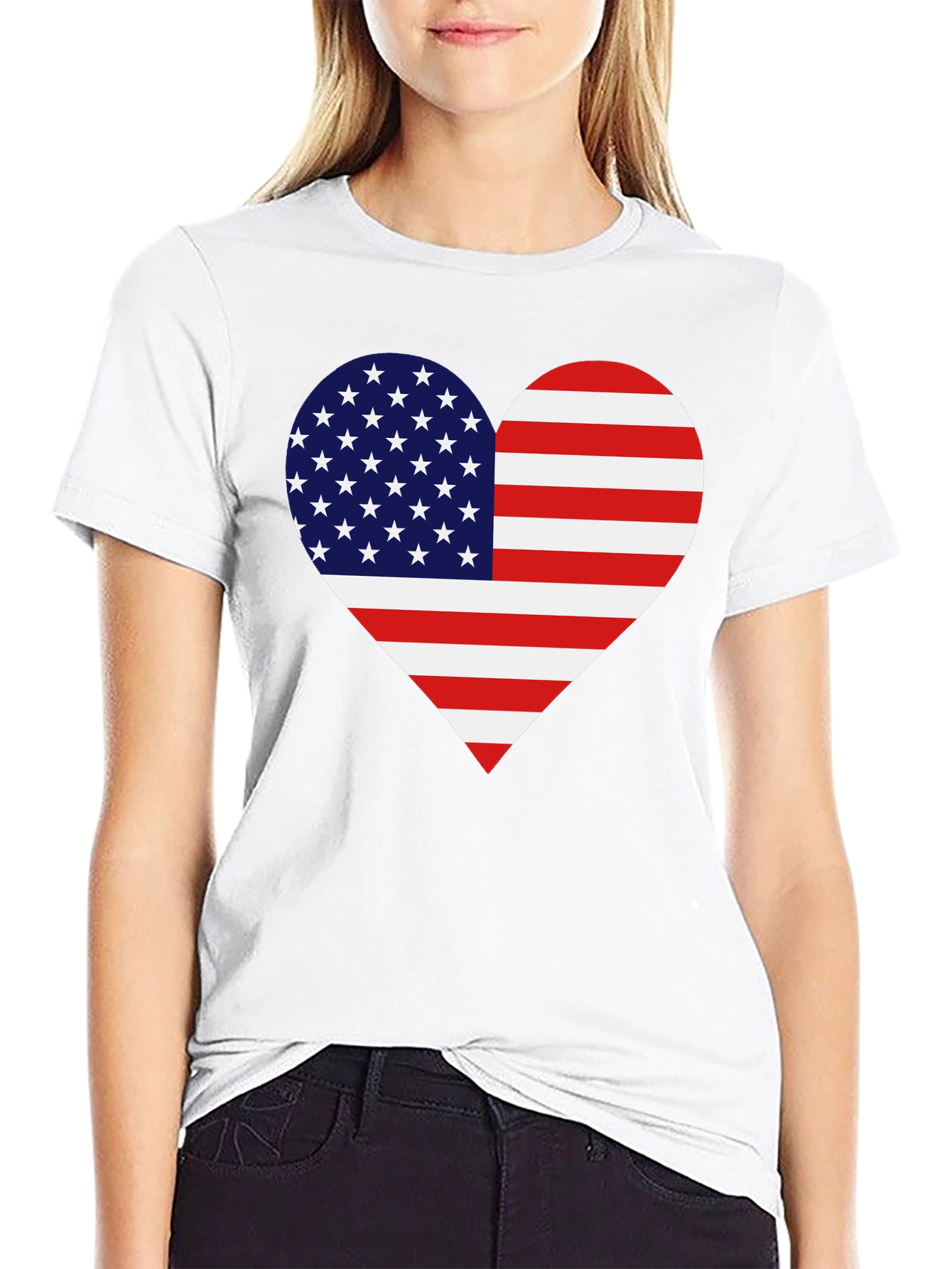 American Flag Heart Graphic Tee - Patriotic Pride