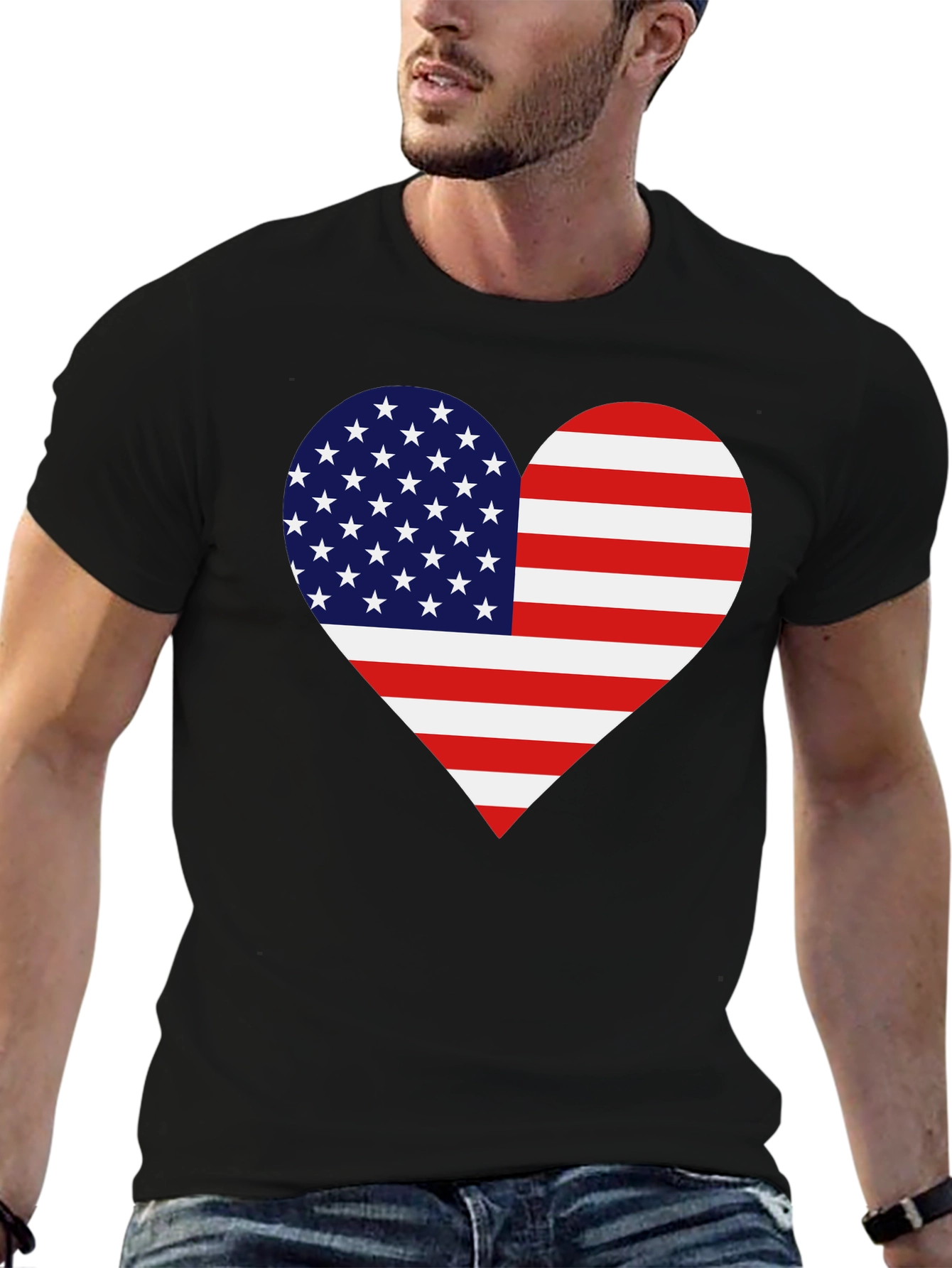 American Flag Heart Graphic Tee - Patriotic Pride