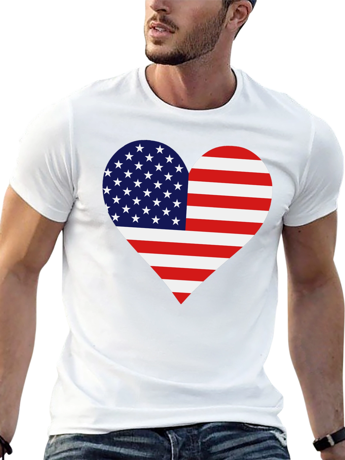 American Flag Heart Graphic Tee - Patriotic Pride