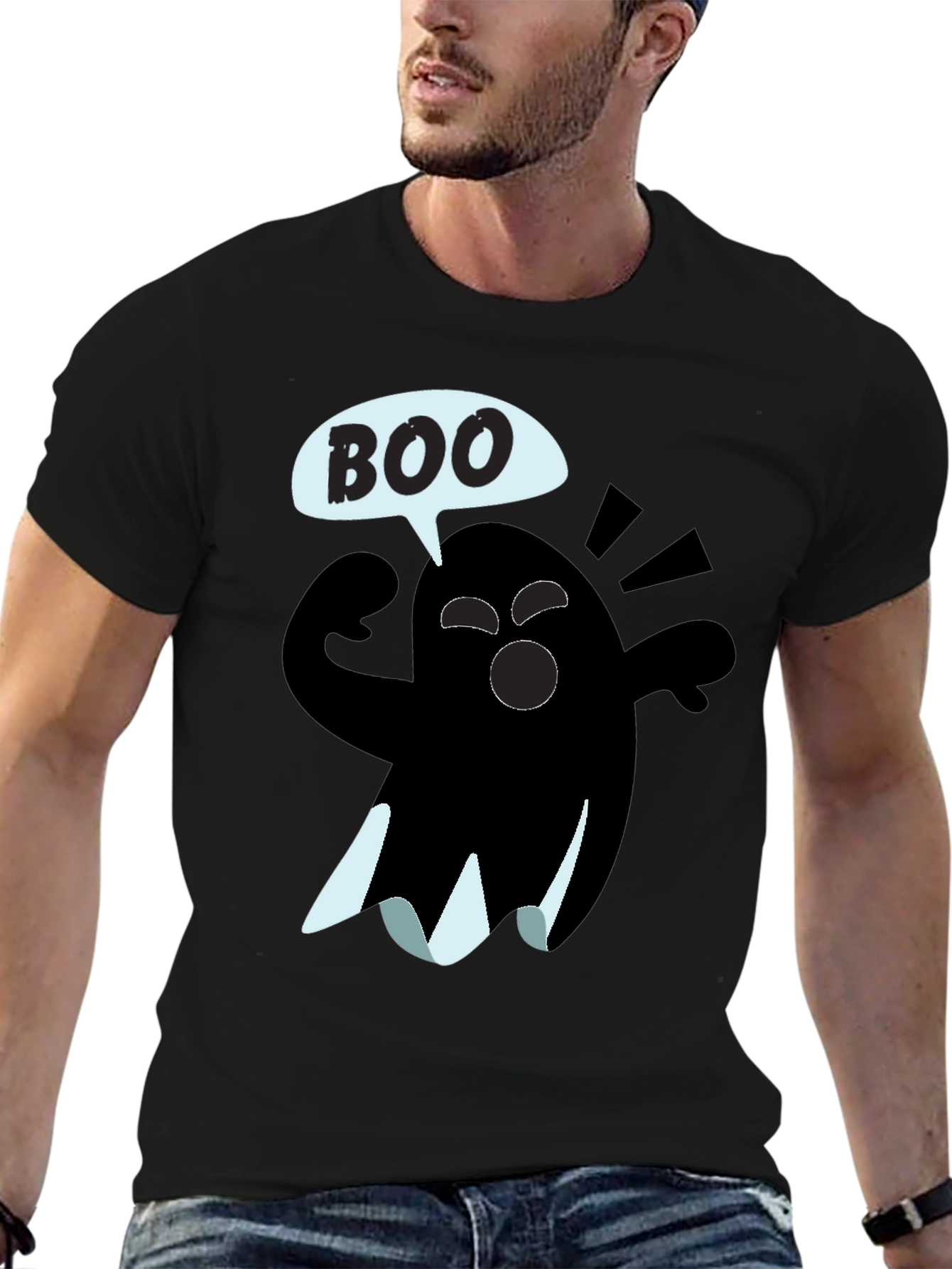 Boo Ghost Graphic Tee - Halloween Shirt