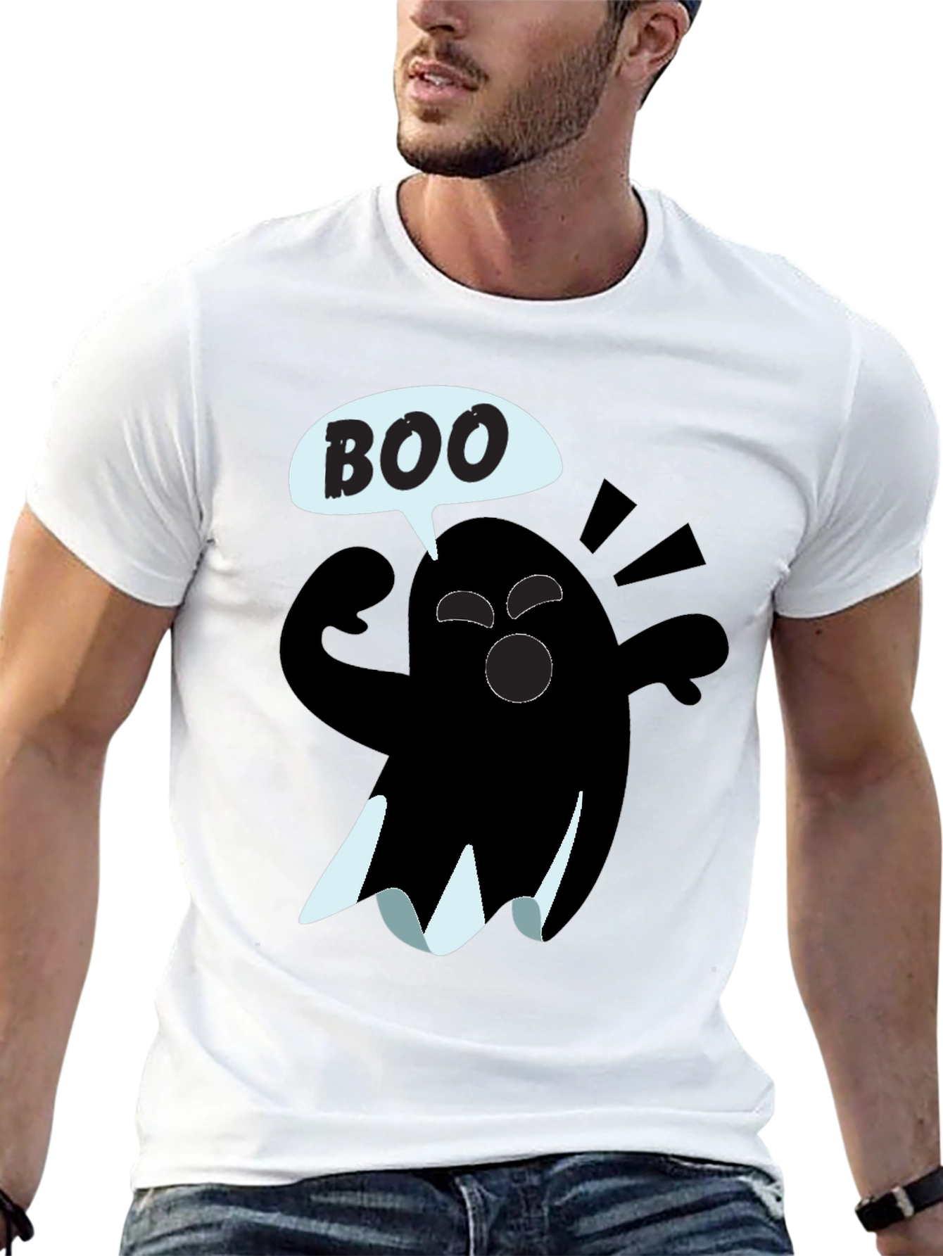 Boo Ghost Graphic Tee - Halloween Shirt